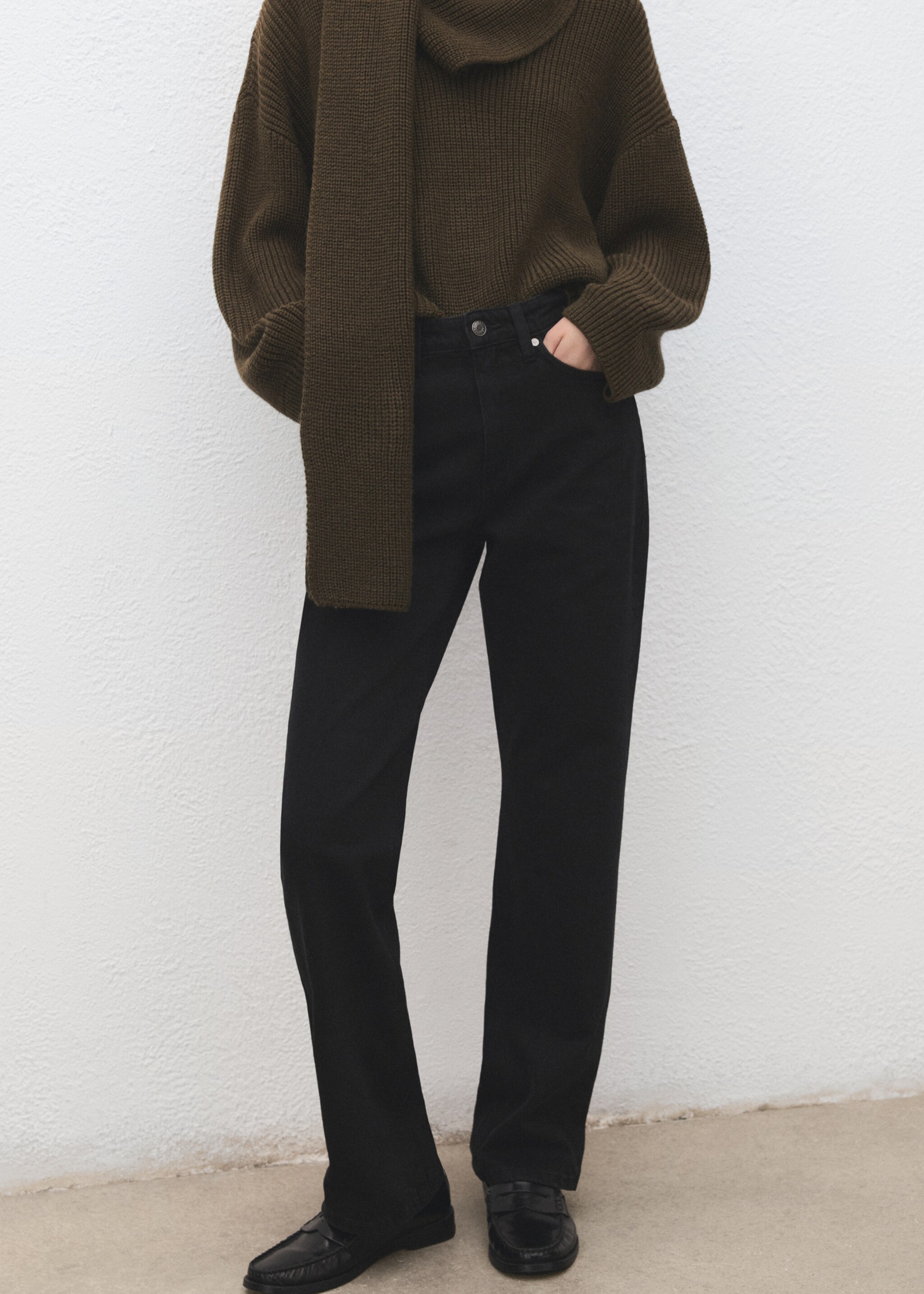 Matilda medium-rise straight-fit jeans - Medium plane, Black denim. Ref: 27021198-00.