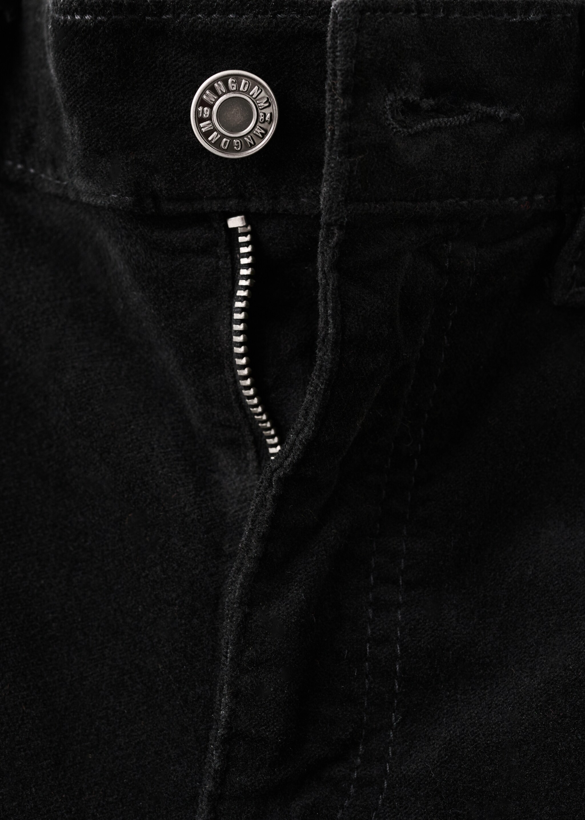 Velvet flared jeans - Details of the article 8, Black. Ref: 27021199-00.