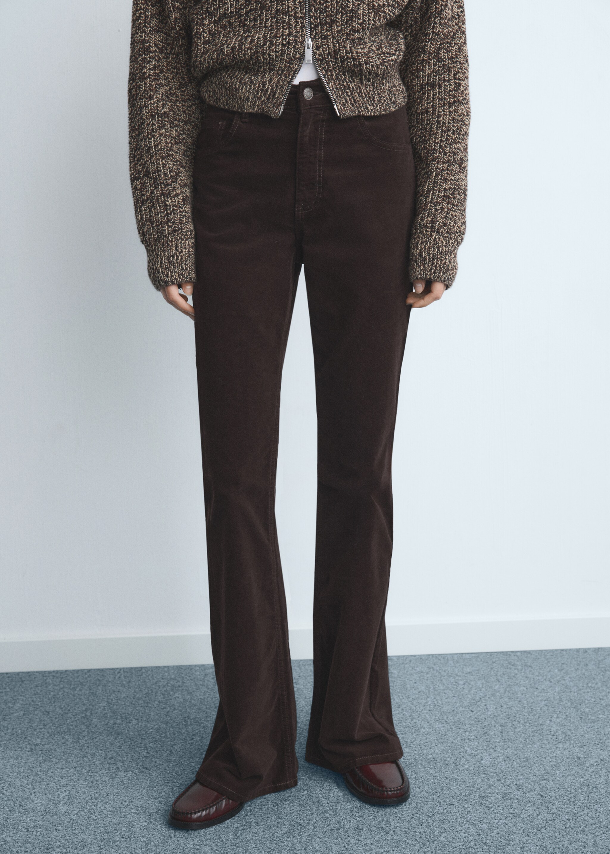 Velvet flared jeans - Medium plane, Chocolate. Ref: 27021200-00.