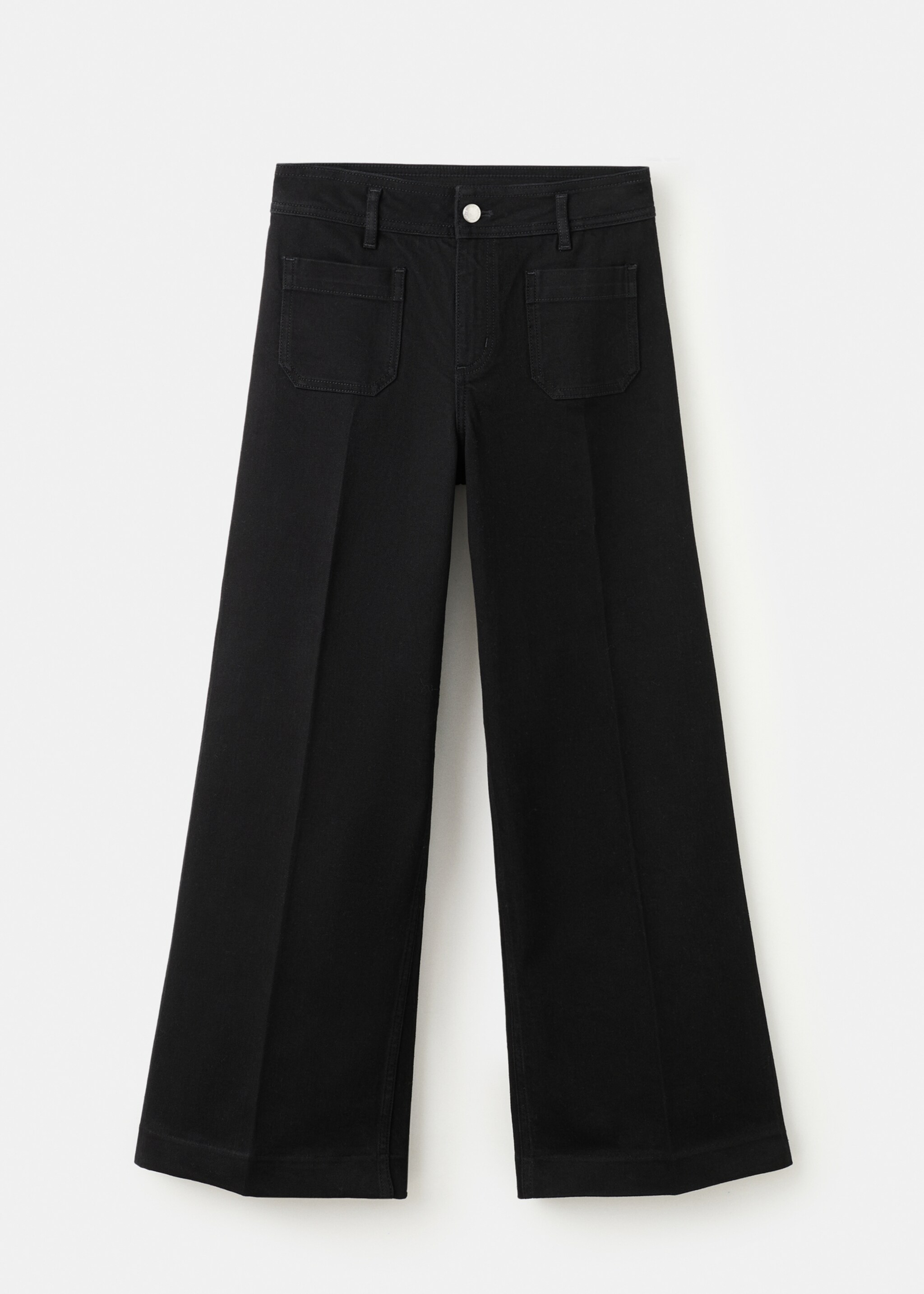 Wide-leg jeans with pockets - Article without model, Black denim. Ref: 27021202-00.