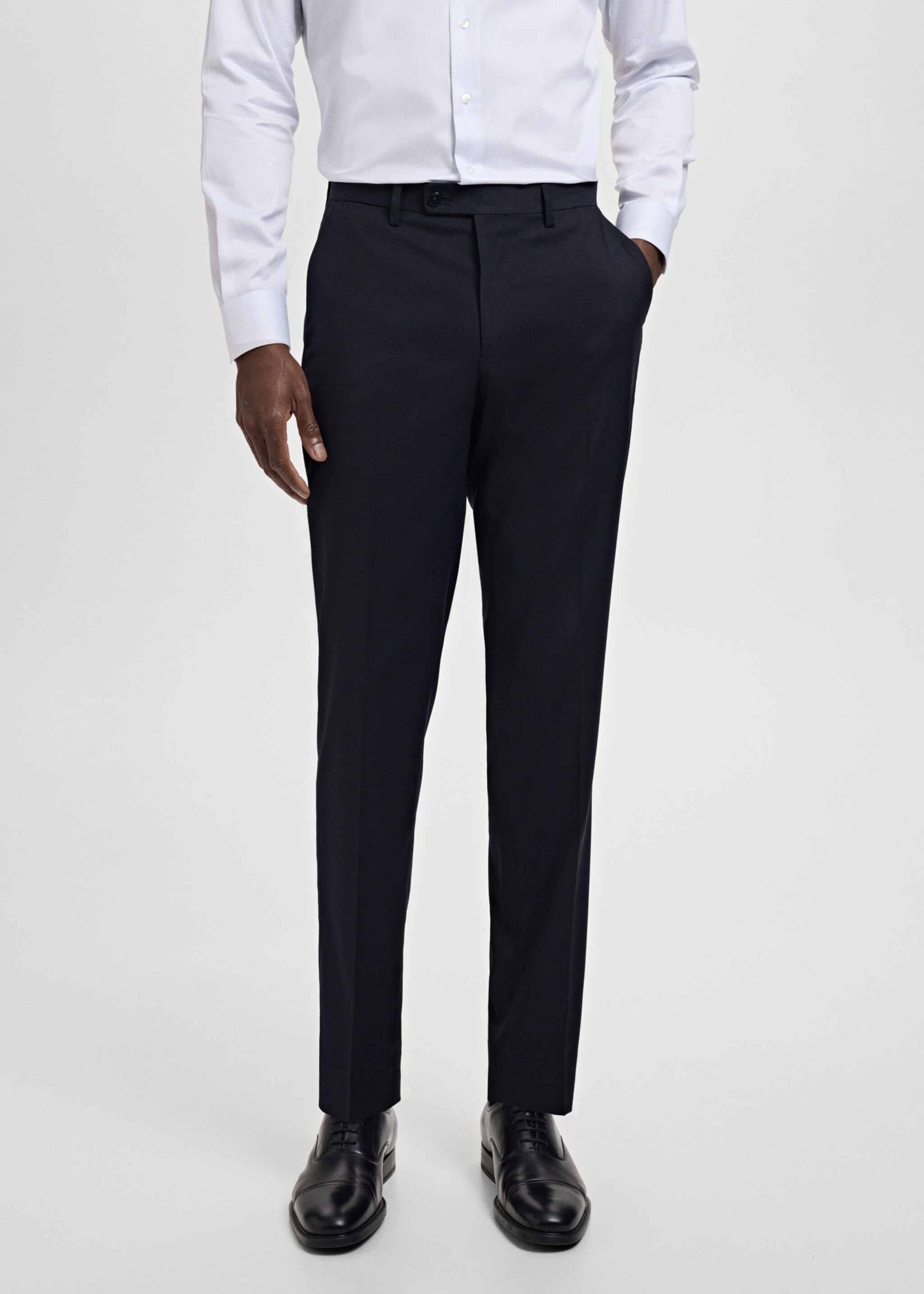 Milan slim-fit suit trousers - Medium plane, Navy. Ref: 27021204-00.