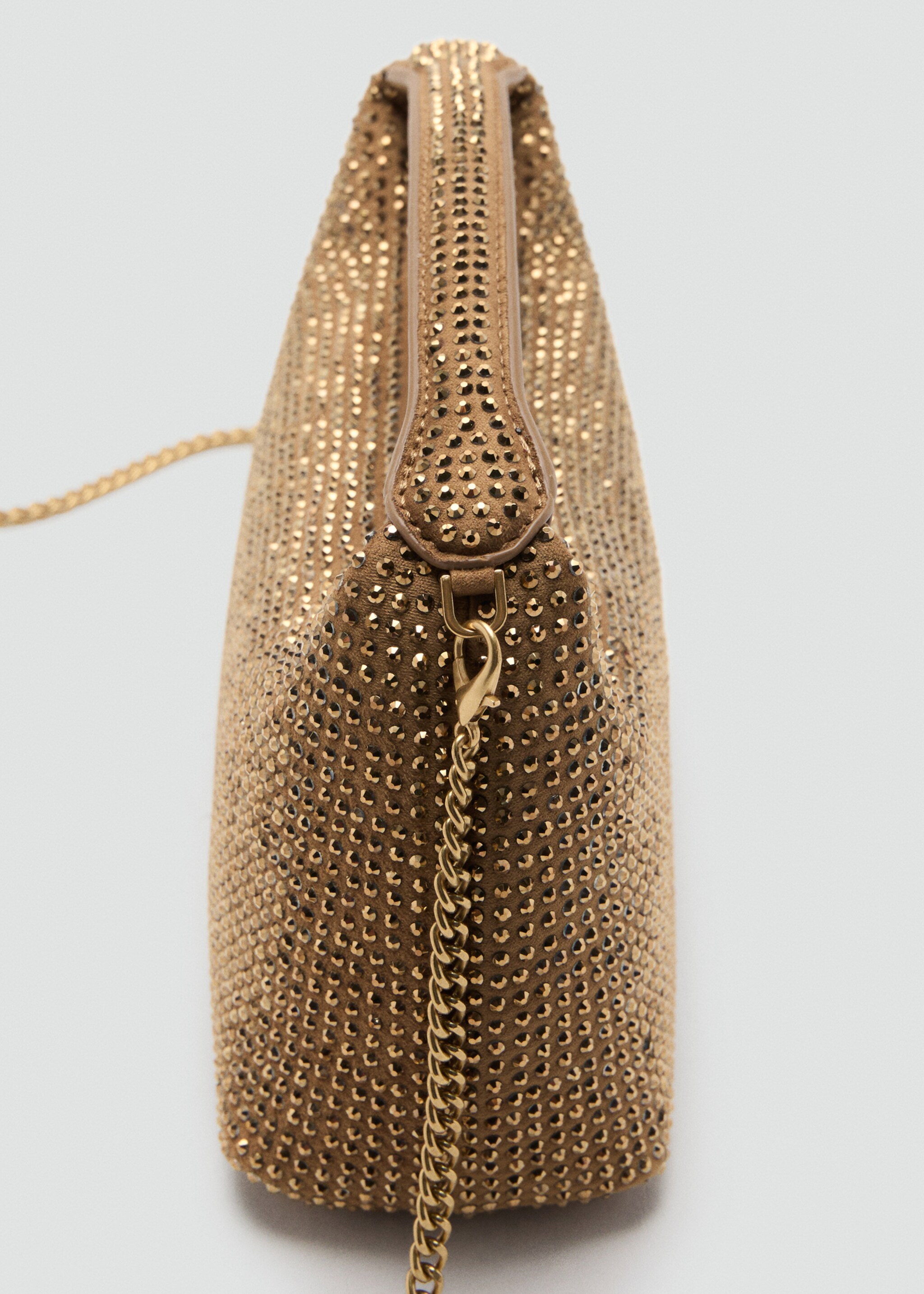 Handbag with rhinestones - Details of the article 1, Ochre. Ref: 27021207-00.