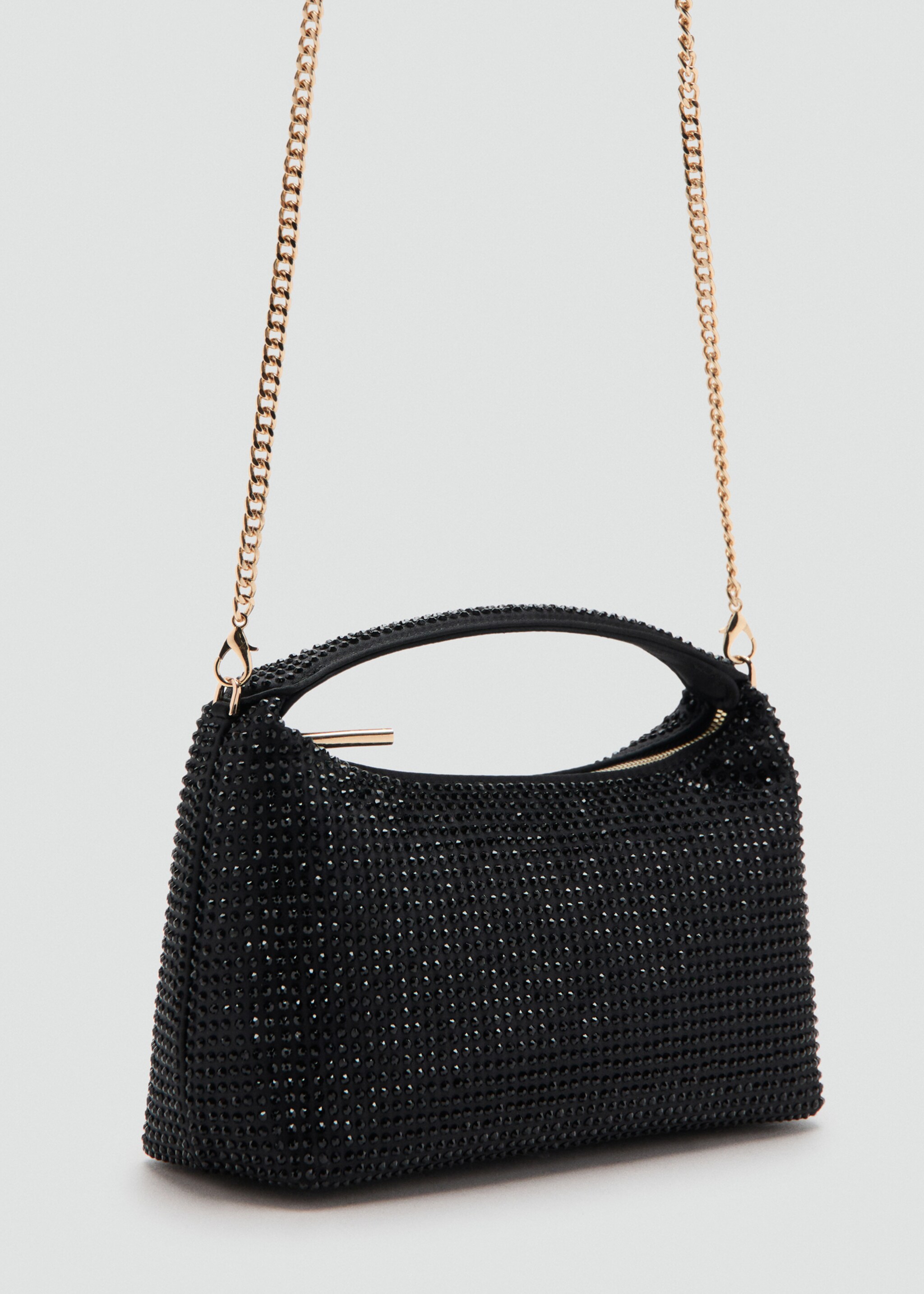 Handbag with rhinestones - Medium plane, Black. Ref: 27021207-00.
