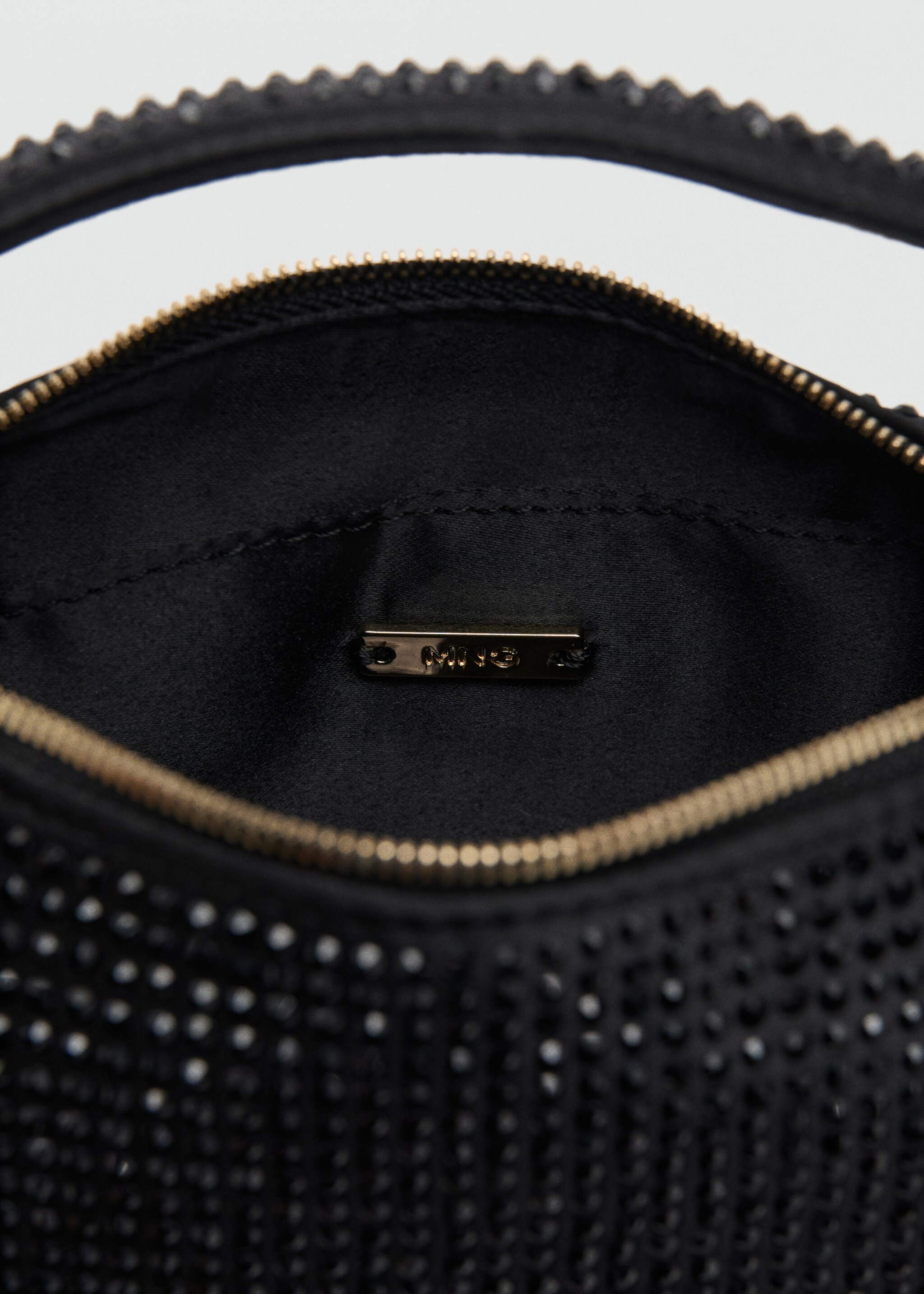Handbag with rhinestones - Details of the article 2, Black. Ref: 27021207-00.