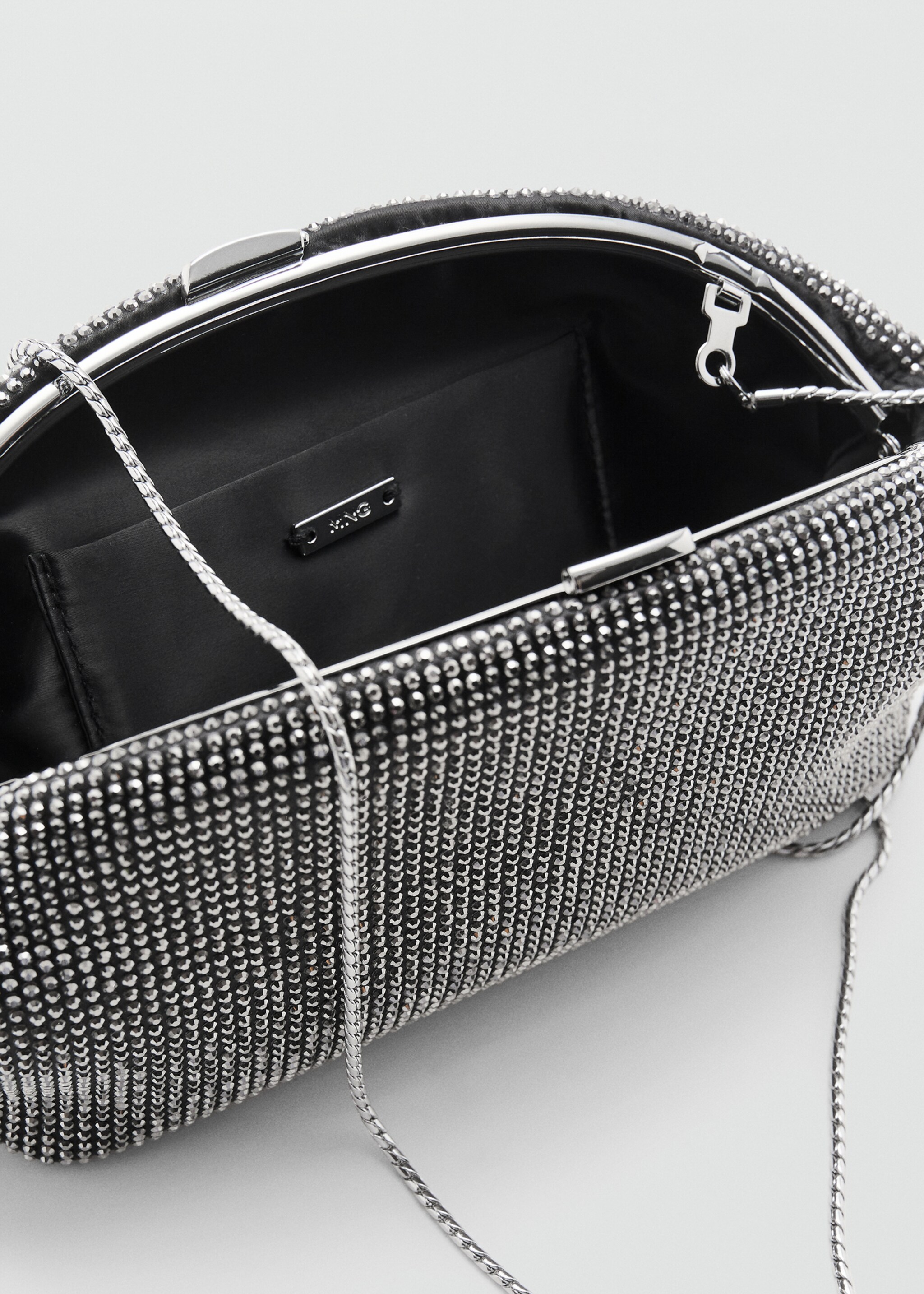 Crystal clutch bag - Details of the article 2, Black. Ref: 27021208-00.