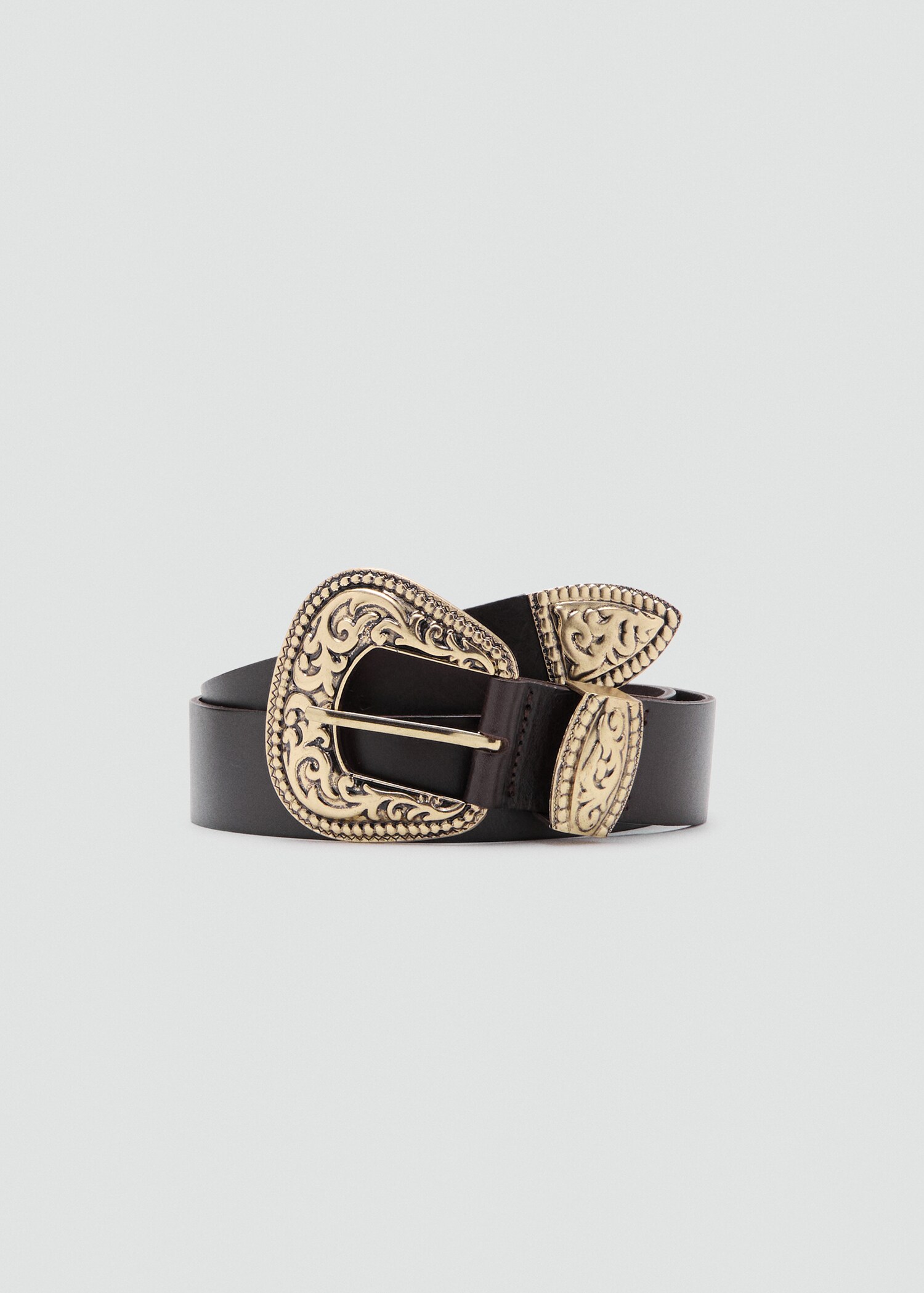 Ceinture cuir boucle gravée - Article sans modèle