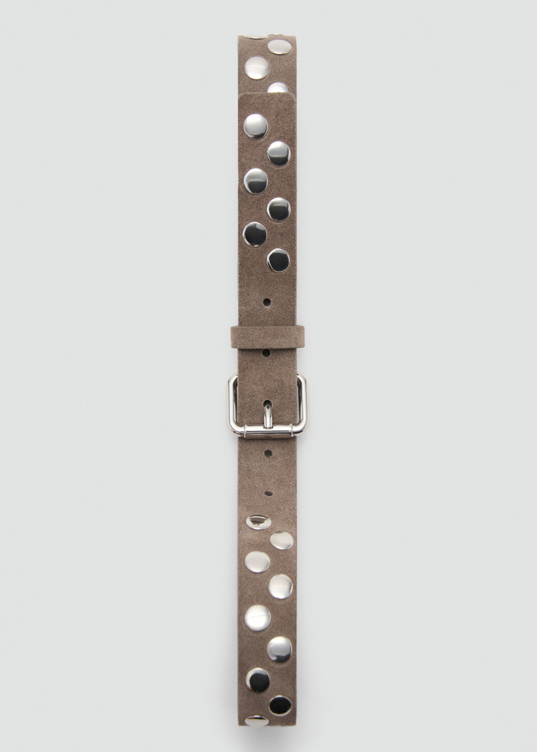 Suede belt with studs - Details of the article 2, Medium Brown. Ref: 27021214-00.