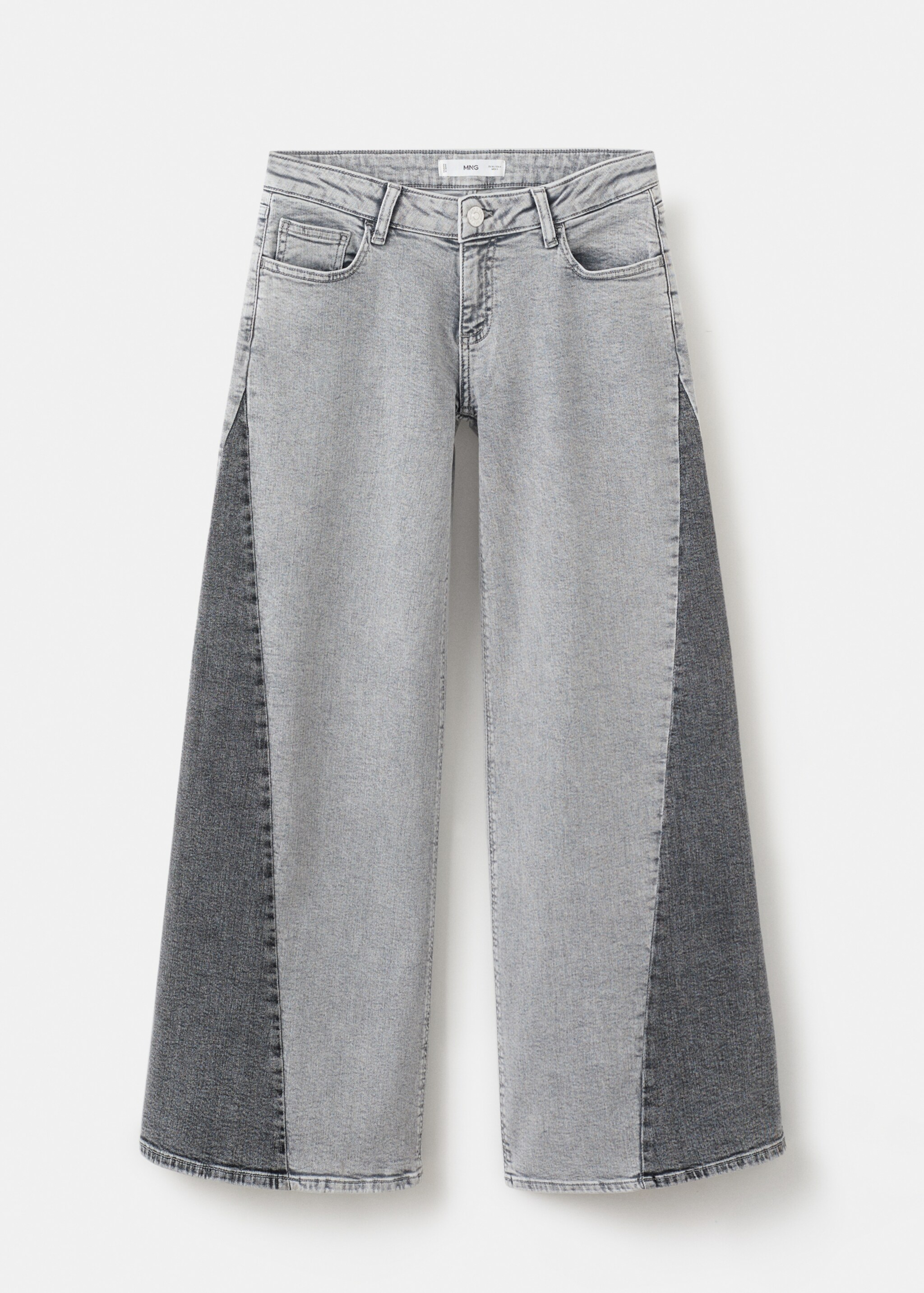 Two-tone wide leg jeans - Article without model, Denim Grey. Ref: 27021218-00.