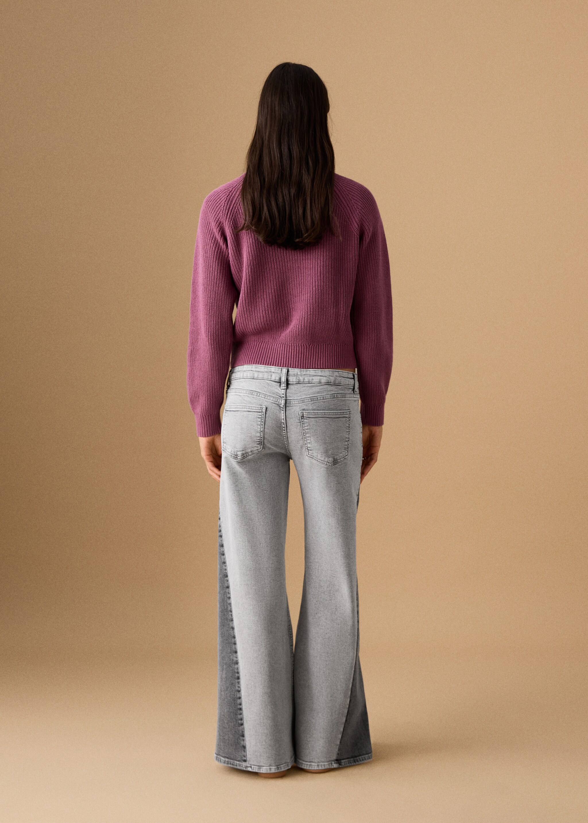 Two-tone wide leg jeans - Reverse of the article, Denim Grey. Ref: 27021218-00.