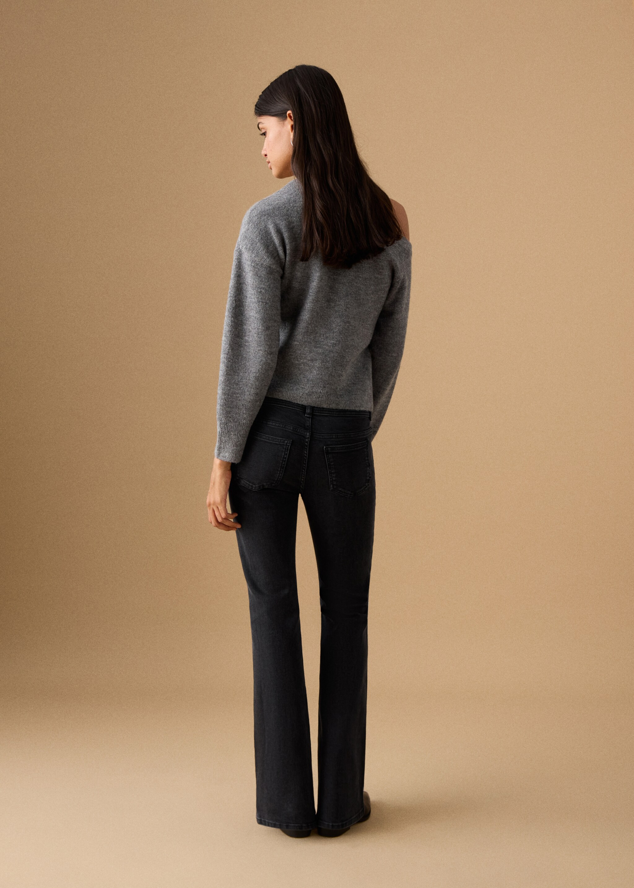 Jean flare boutons - Verso de l’article, Black denim. Ref: 27021219-00.