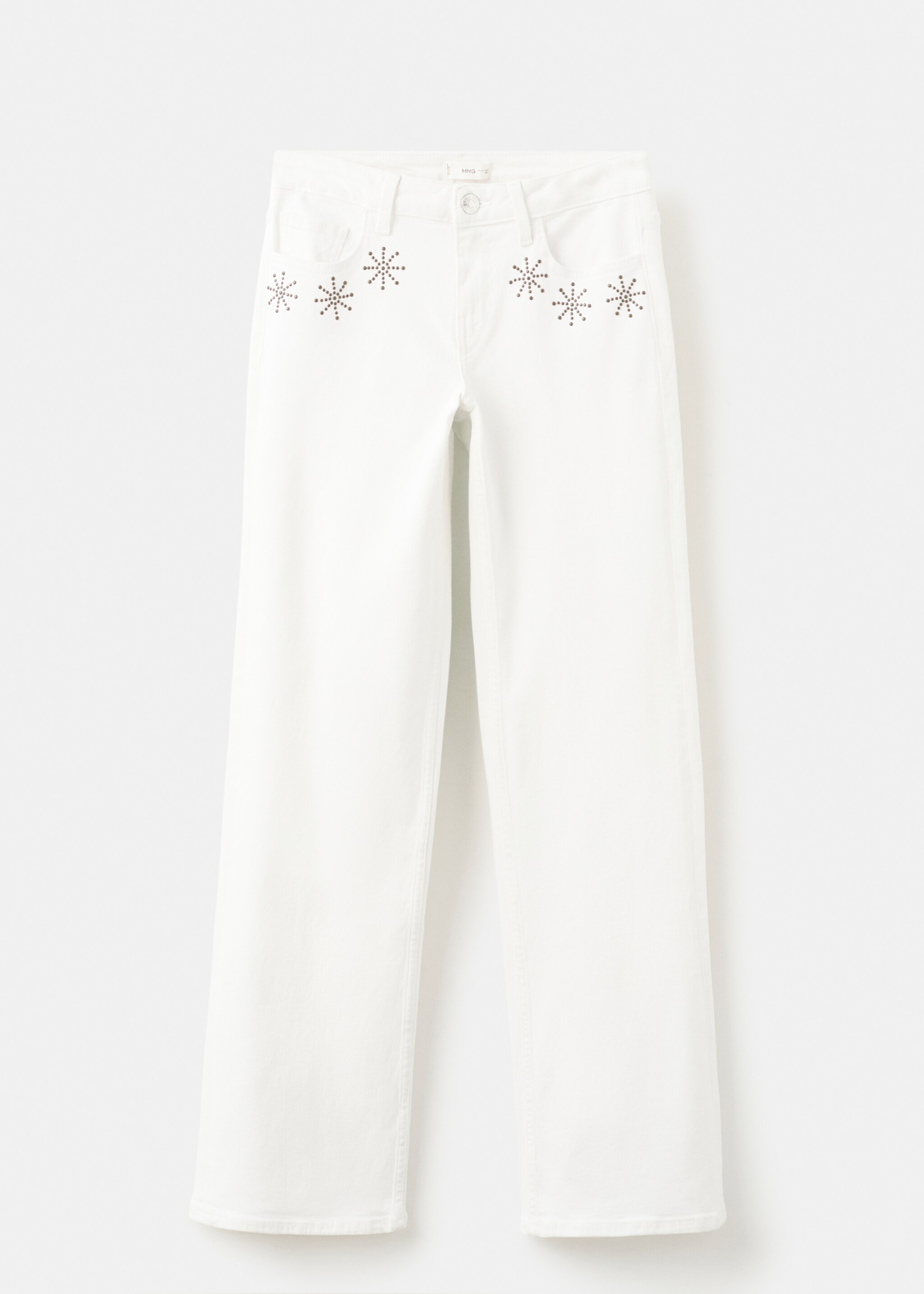 Jean droit rivets - Article sans modèle, Blanc cassé. Ref: 27021220-00.