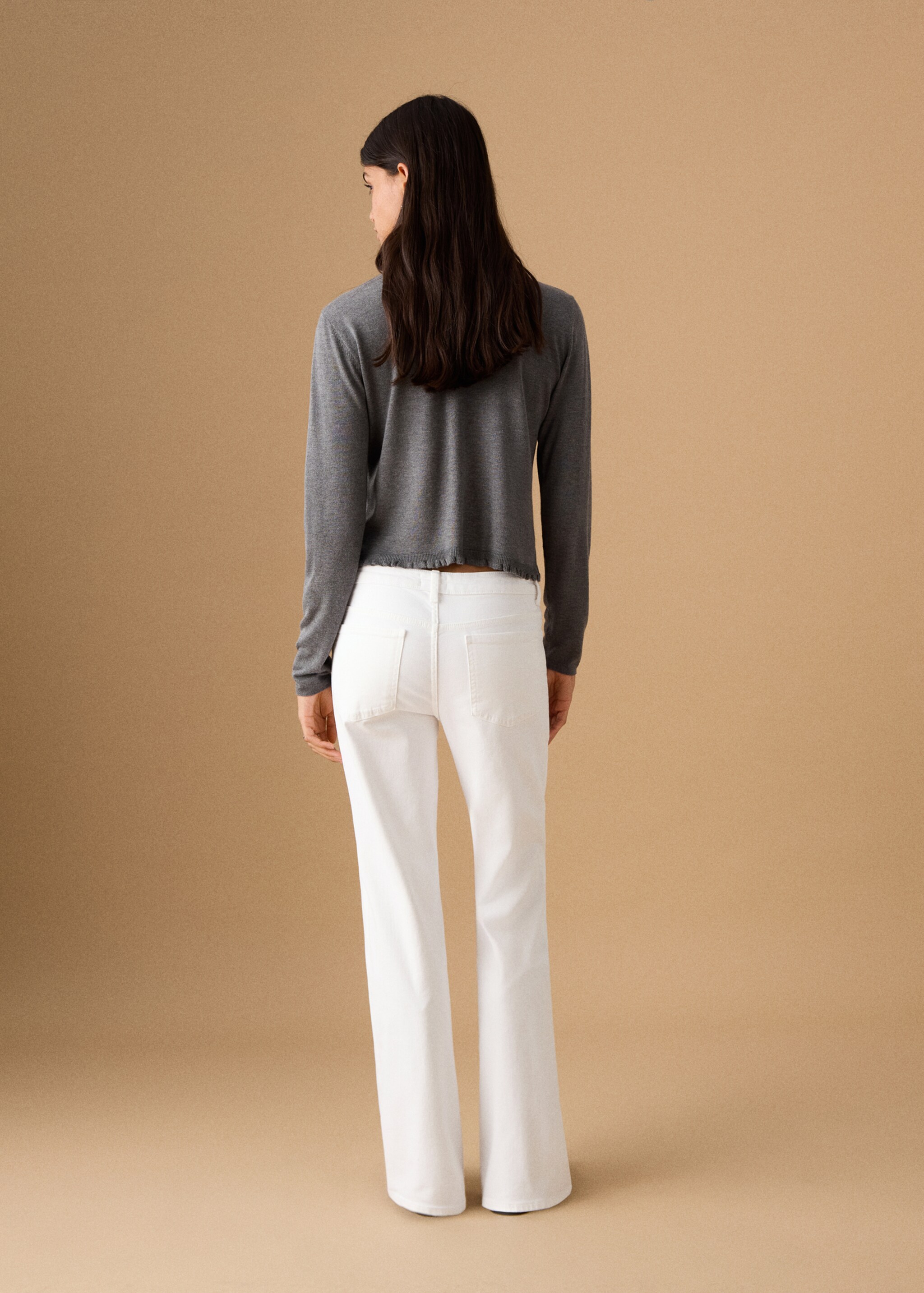 Jean droit rivets - Verso de l’article, Blanc cassé. Ref: 27021220-00.