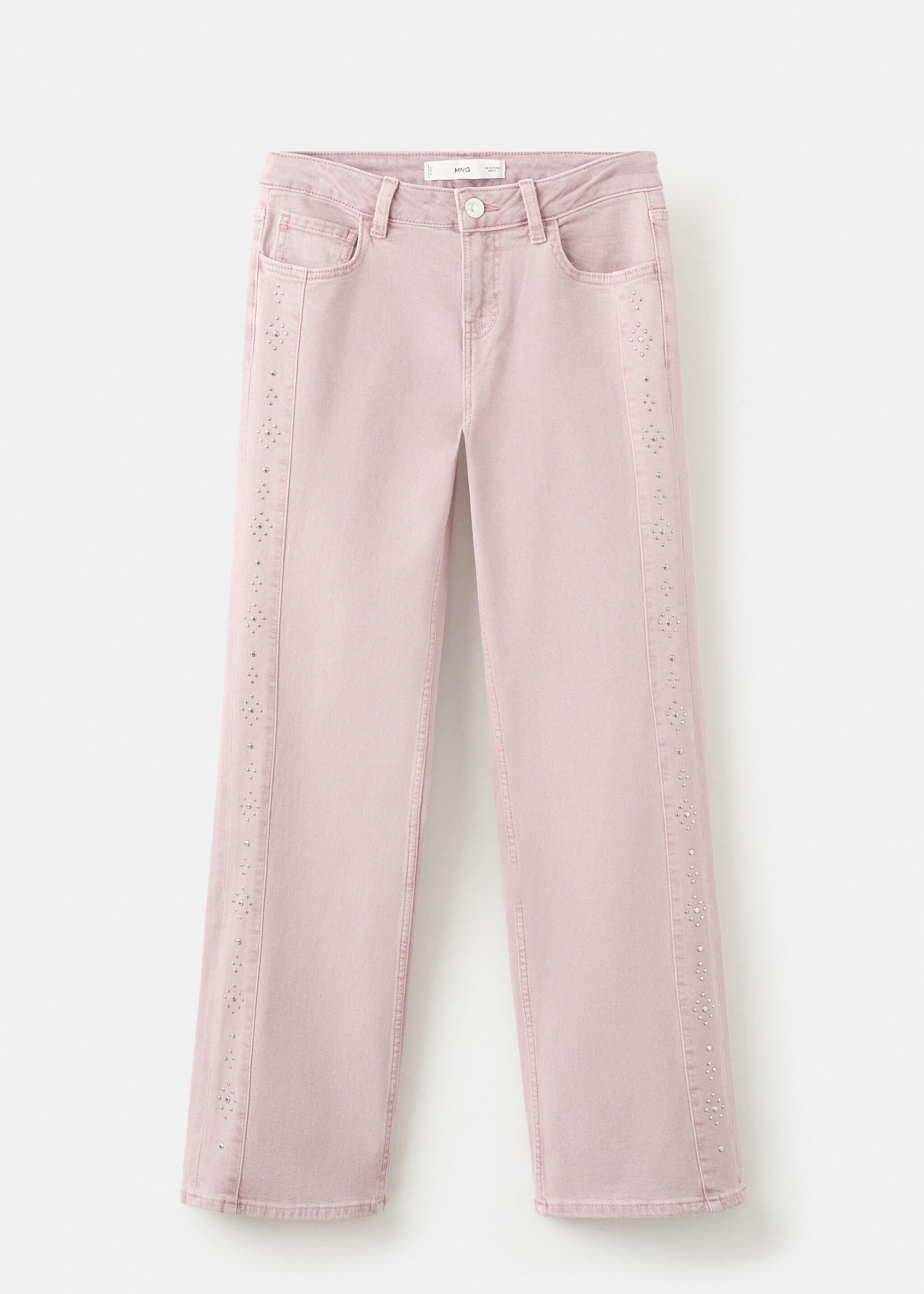 Jean taille basse à clous - Article sans modèle, Rose pâle. Ref: 27021221-00.