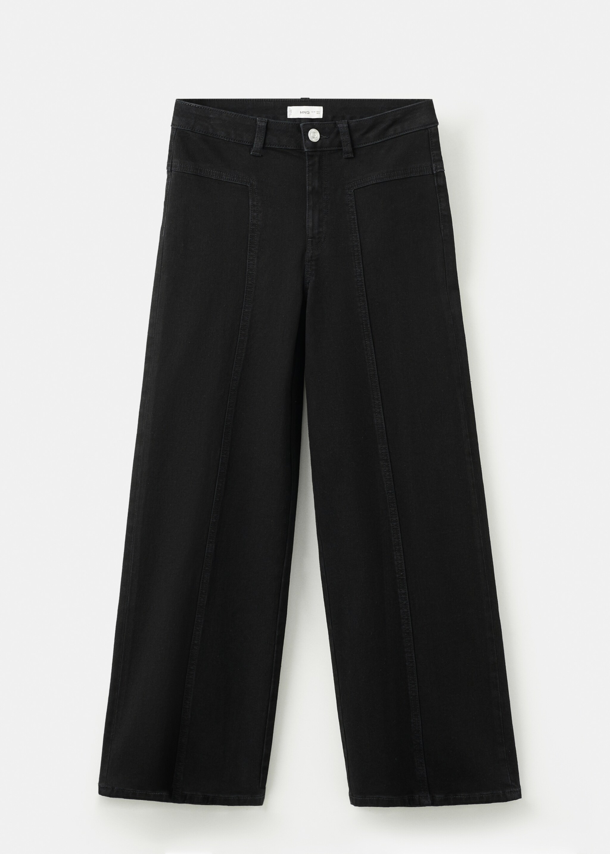 Wide leg jeans with seam detail - Article without model, Black denim. Ref: 27021222-00.