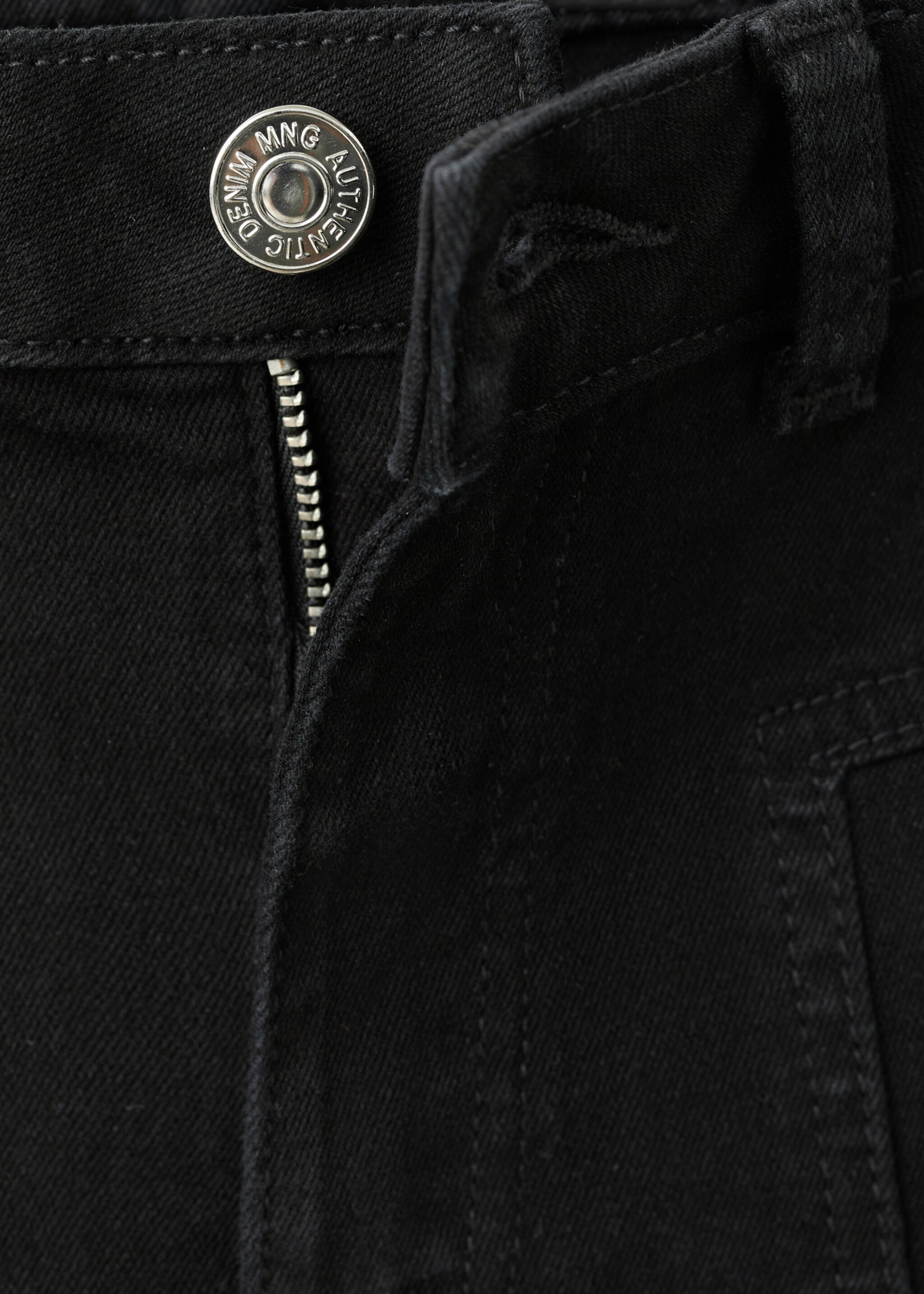 Wide leg jeans with seam detail - Details of the article 8, Black denim. Ref: 27021222-00.