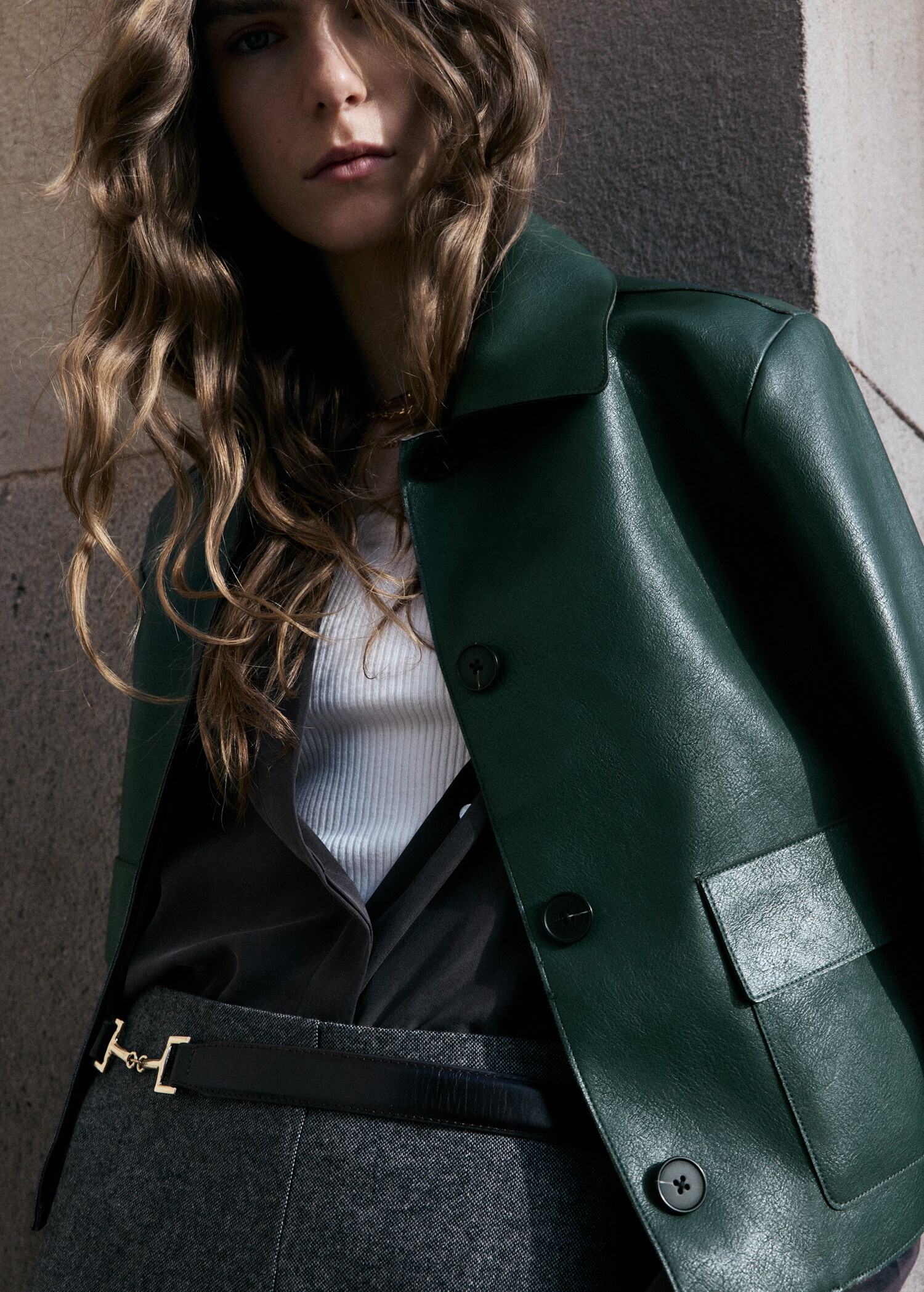 Faux-leather jacket with pockets - Details of the article 1