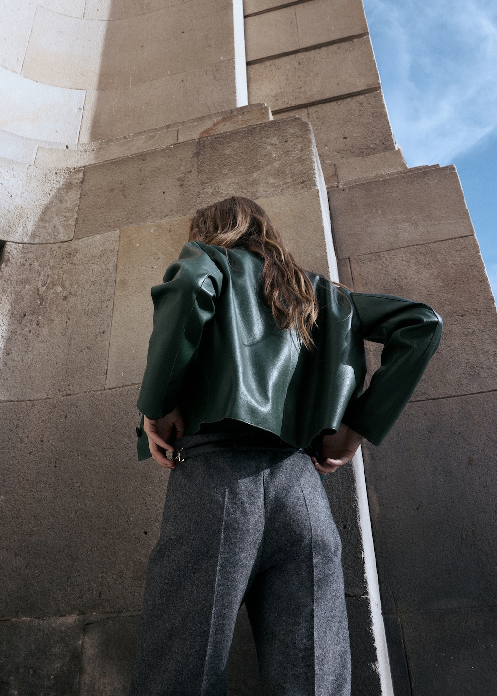 Faux-leather jacket with pockets