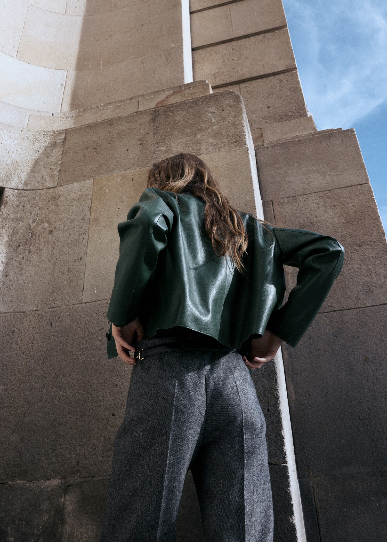 Faux-leather jacket with pockets - Reverse of the article