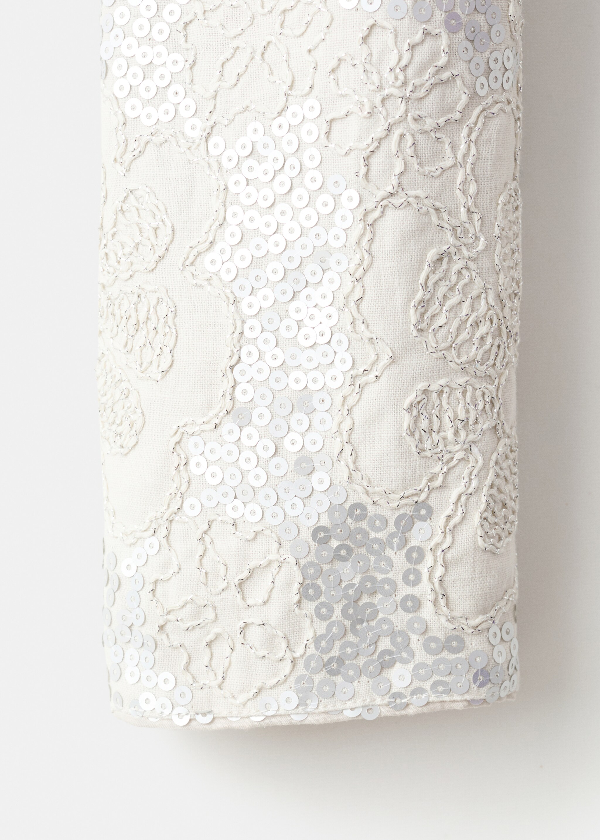 Embroidered linen jacket with sequins - Details of the article 0, Beige. Ref: 27021230-00.