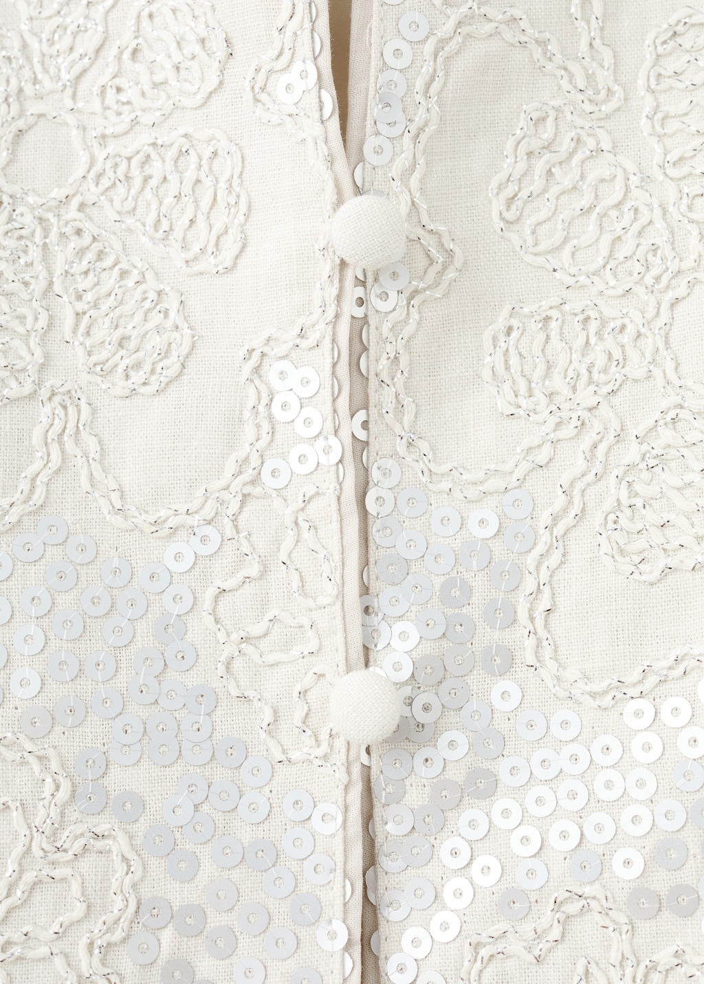 Embroidered linen jacket with sequins