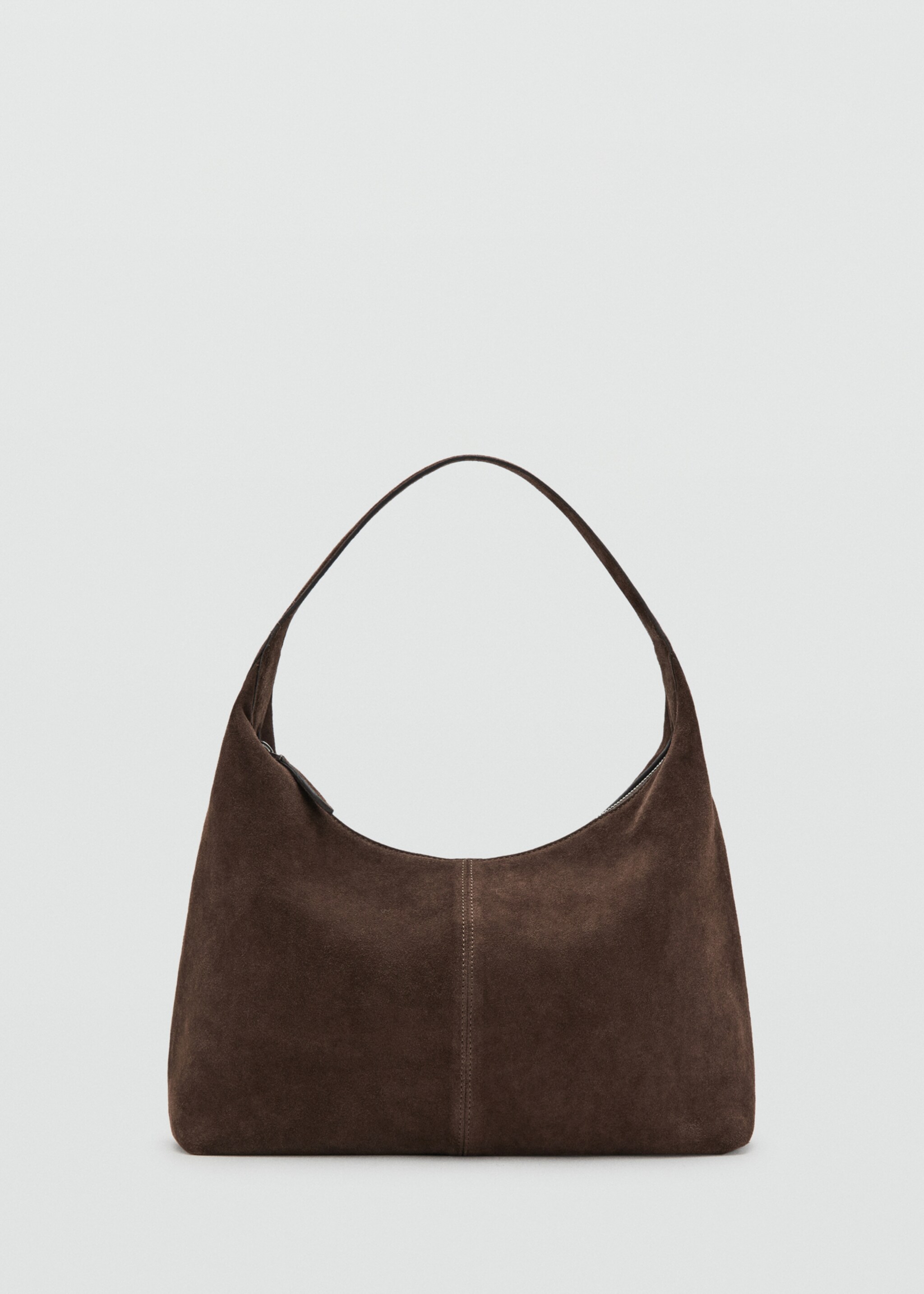 Suede shoulder bag with stitching - Article without model, Brown. Ref: 27021233-00.
