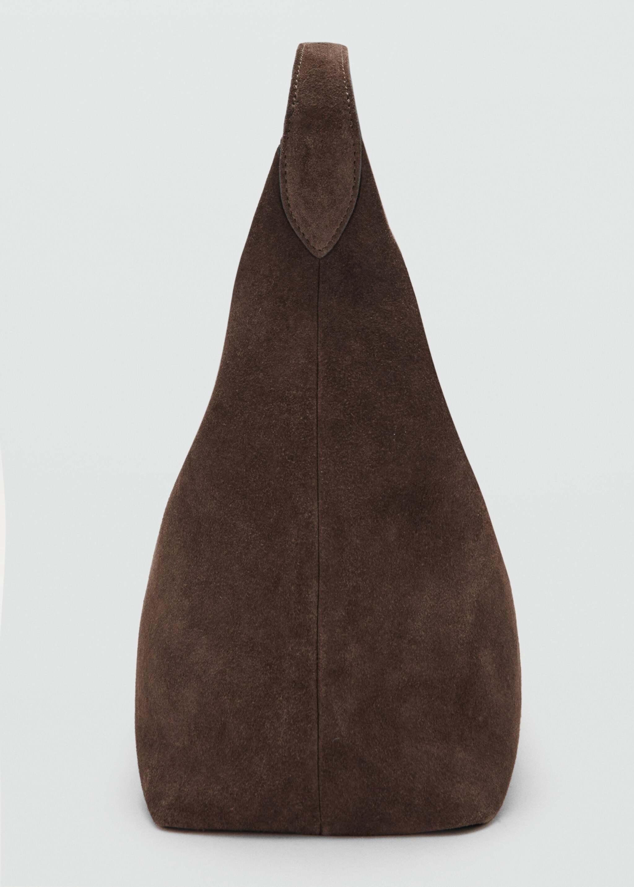 Suede shoulder bag with stitching - Details of the article 1, Brown. Ref: 27021233-00.