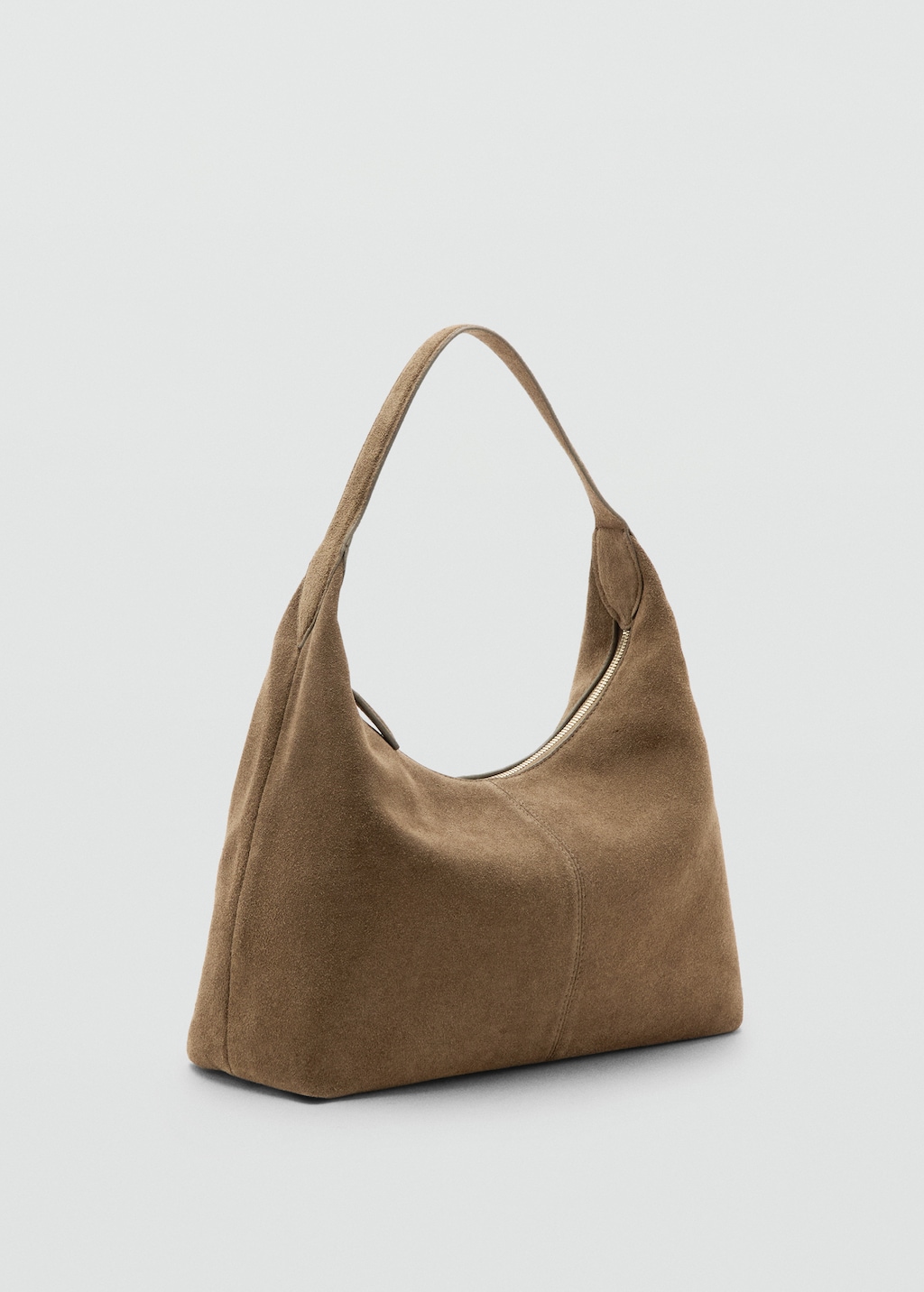 Suede shoulder bag with stitching - image 2