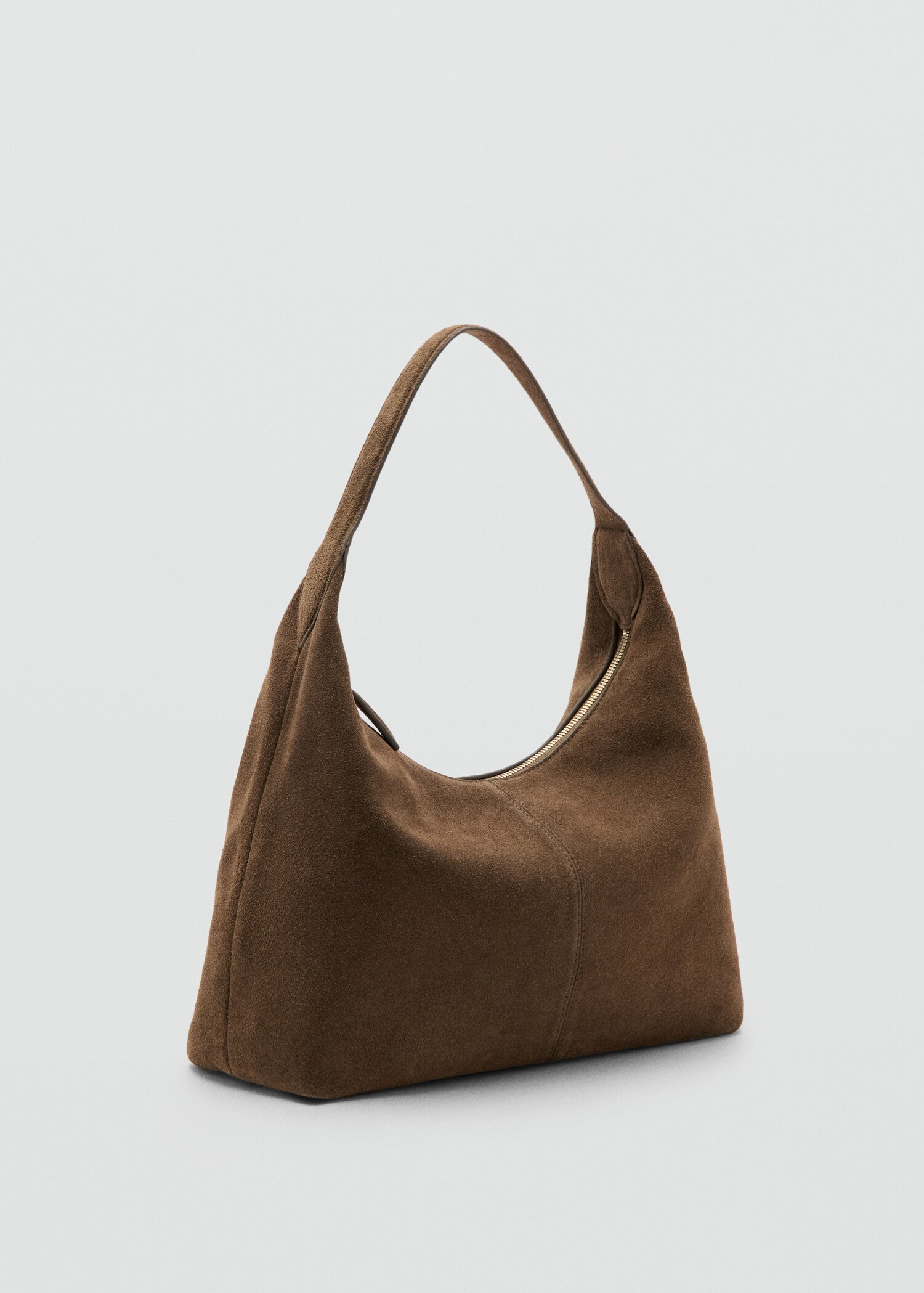 Suede shoulder bag with stitching - Medium plane