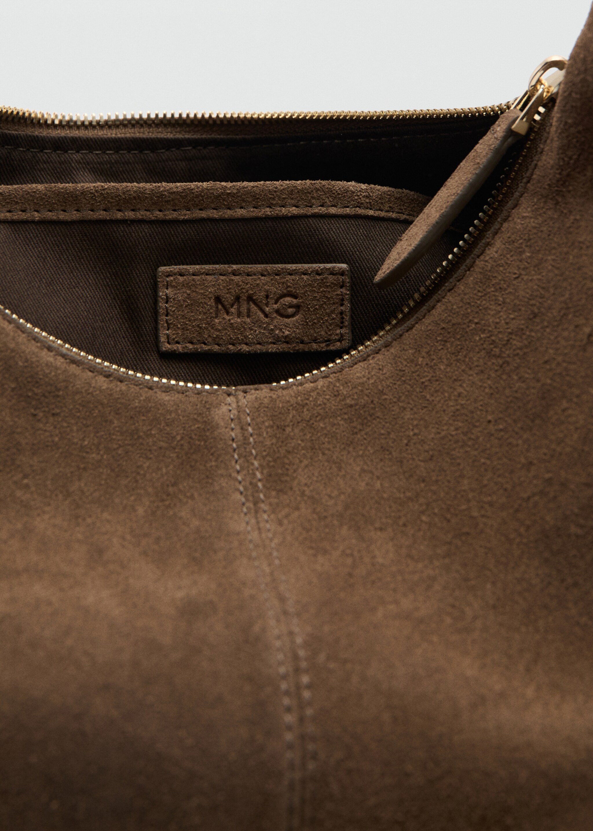 Bolso hombro serraje pespunte - Detalle del artículo 2, Marrón medio. Ref: 27021233-00.