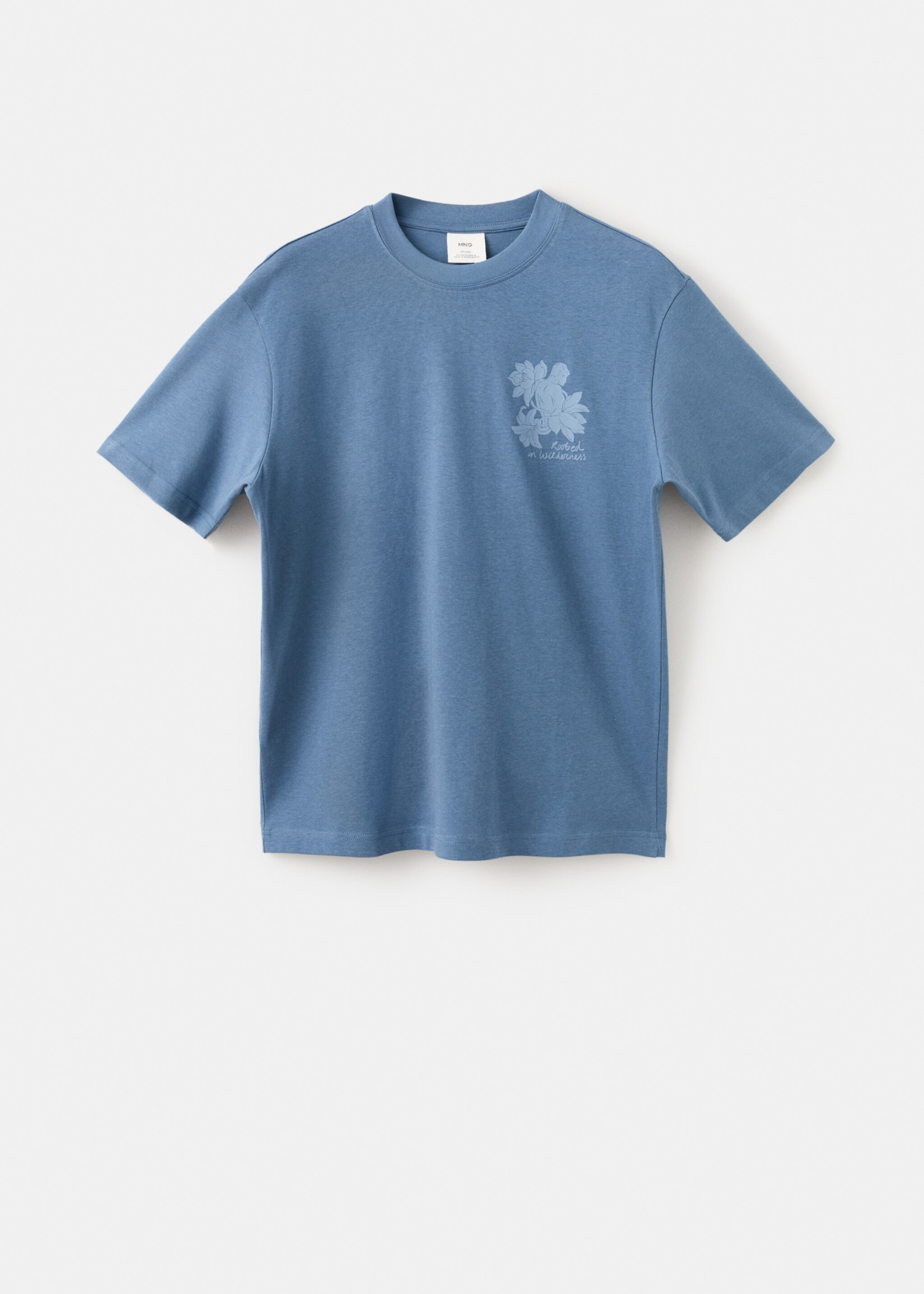 100% cotton t-shirt text - Article without model, Sky Blue. Ref: 27021241-00.