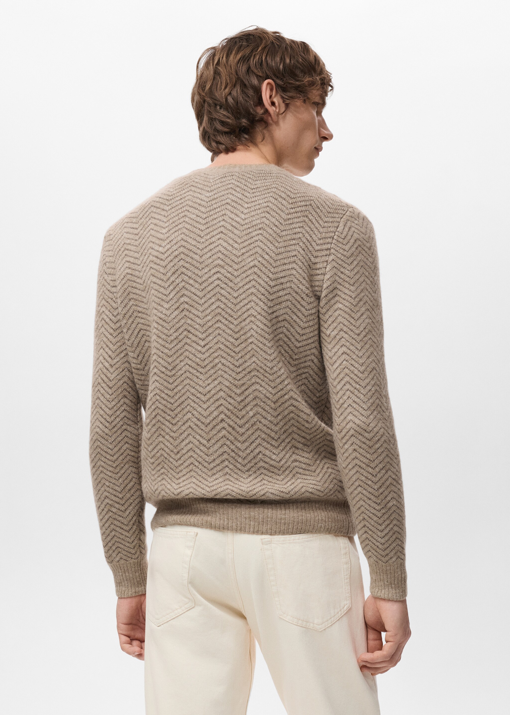 Πλεκτό πουλόβερ με ρίγες - Πίσω όψη προϊόντος, Μπεζ . Ref: 27021258-00.
