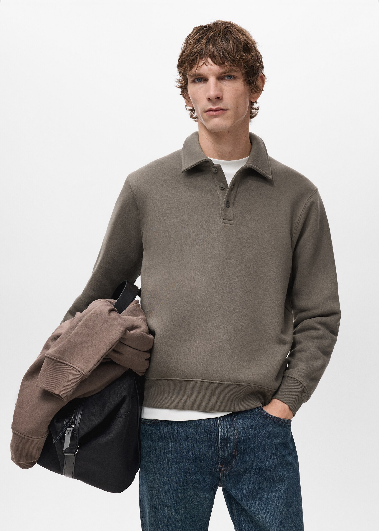 Regular-fit polo sweatshirt - Medium plane