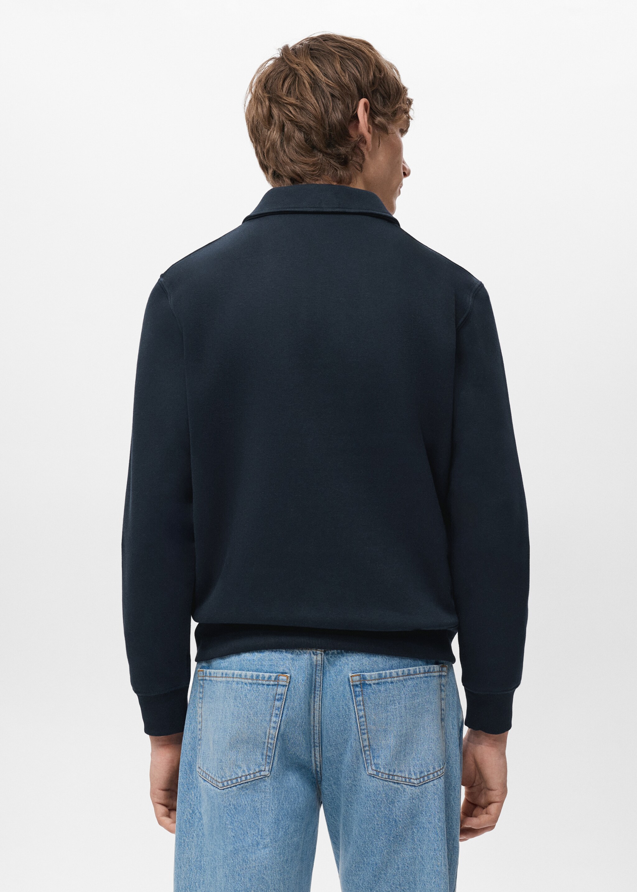 Regular-fit polo sweatshirt - Reverse of the article, Navy. Ref: 27021262-00.
