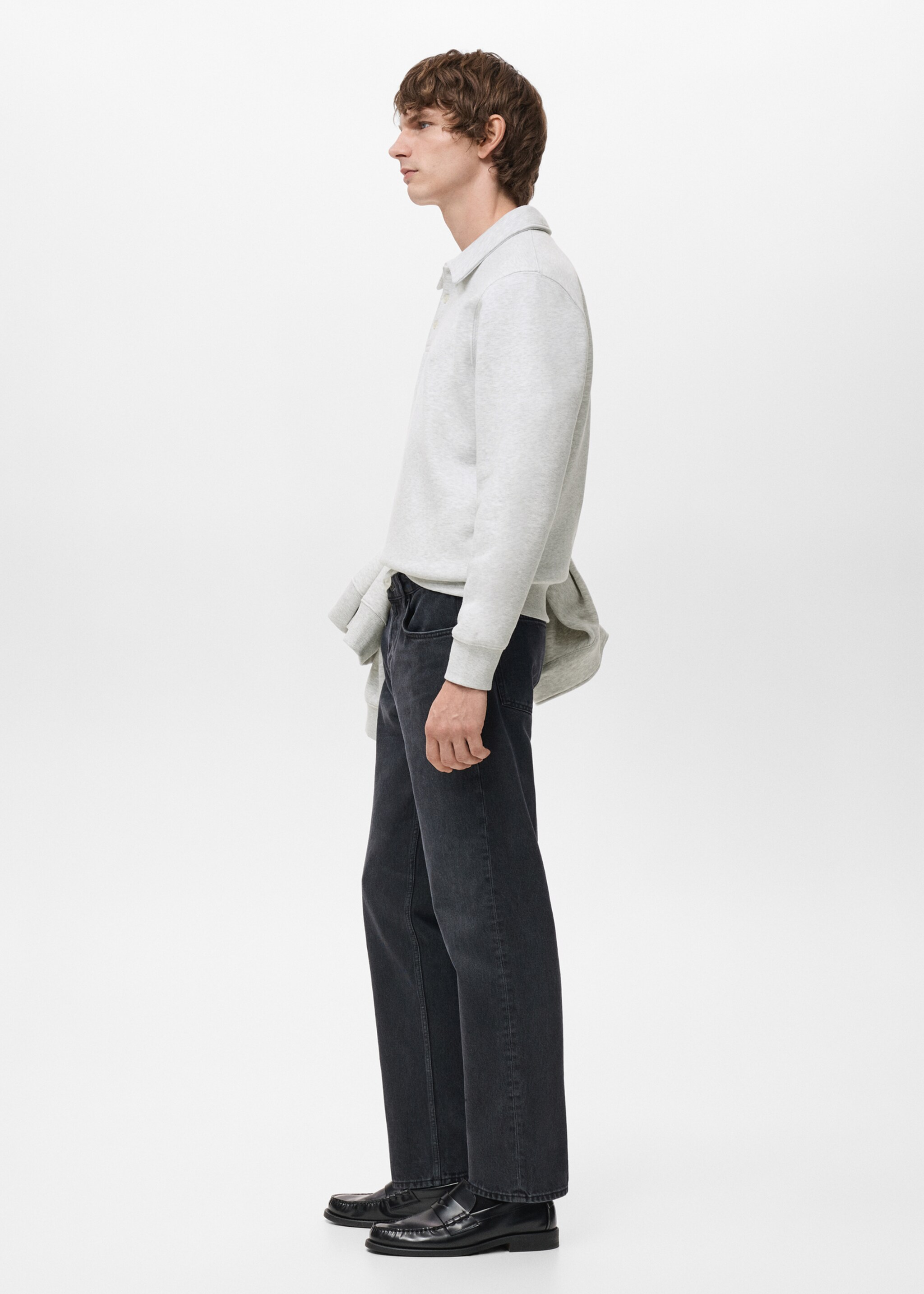 Regular-fit polo sweatshirt - Details of the article 2, Light Heather Grey. Ref: 27021262-00.