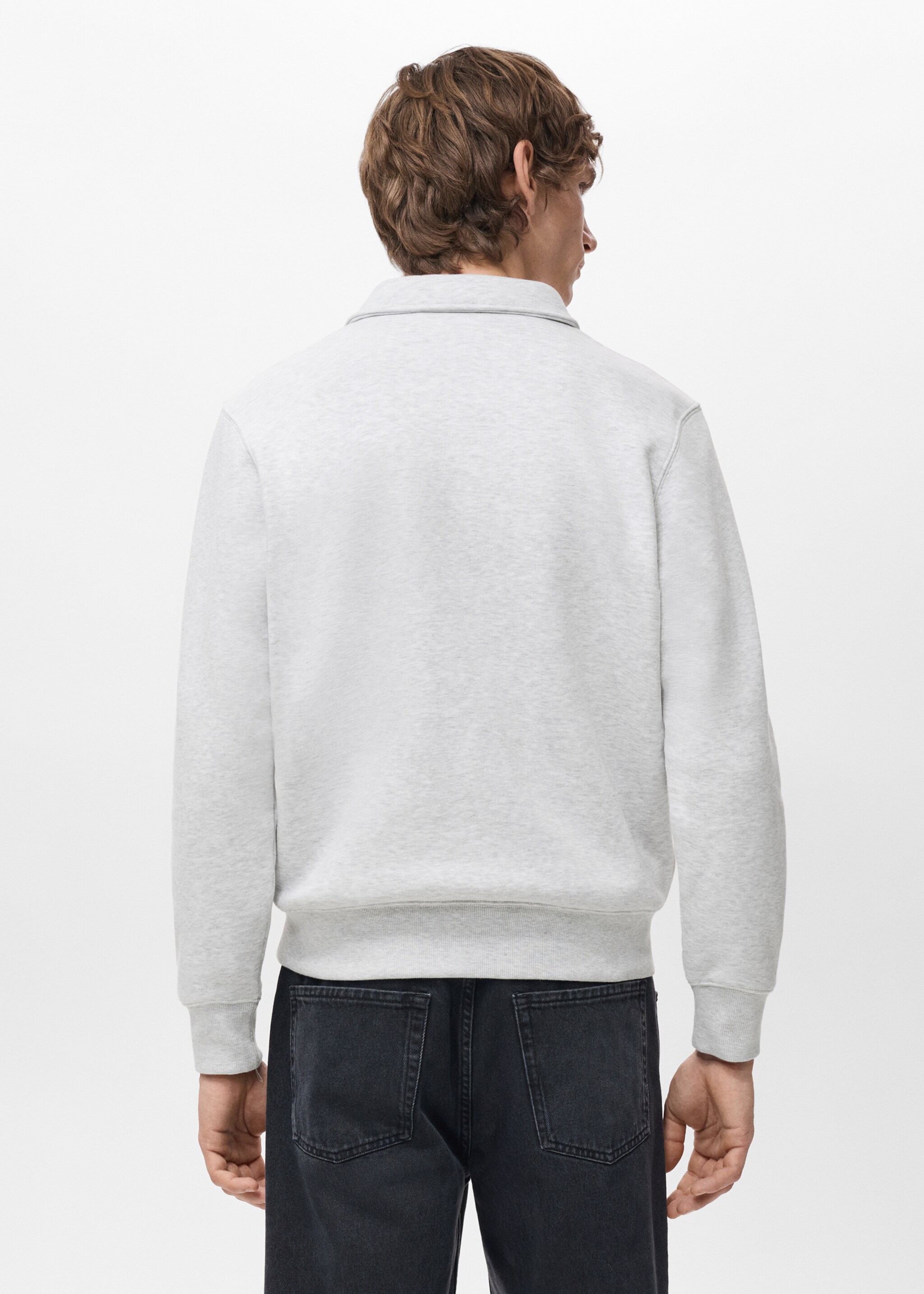 Regular-fit polo sweatshirt - Reverse of the article, Light Heather Grey. Ref: 27021262-00.