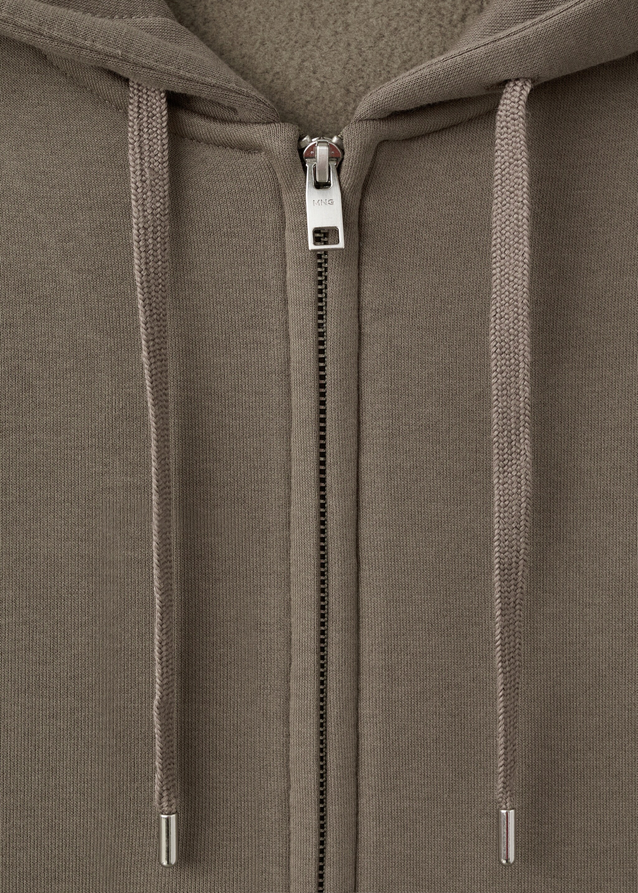 Zipped hoodie - Details of the article 8, Medium Brown. Ref: 27021264-00.