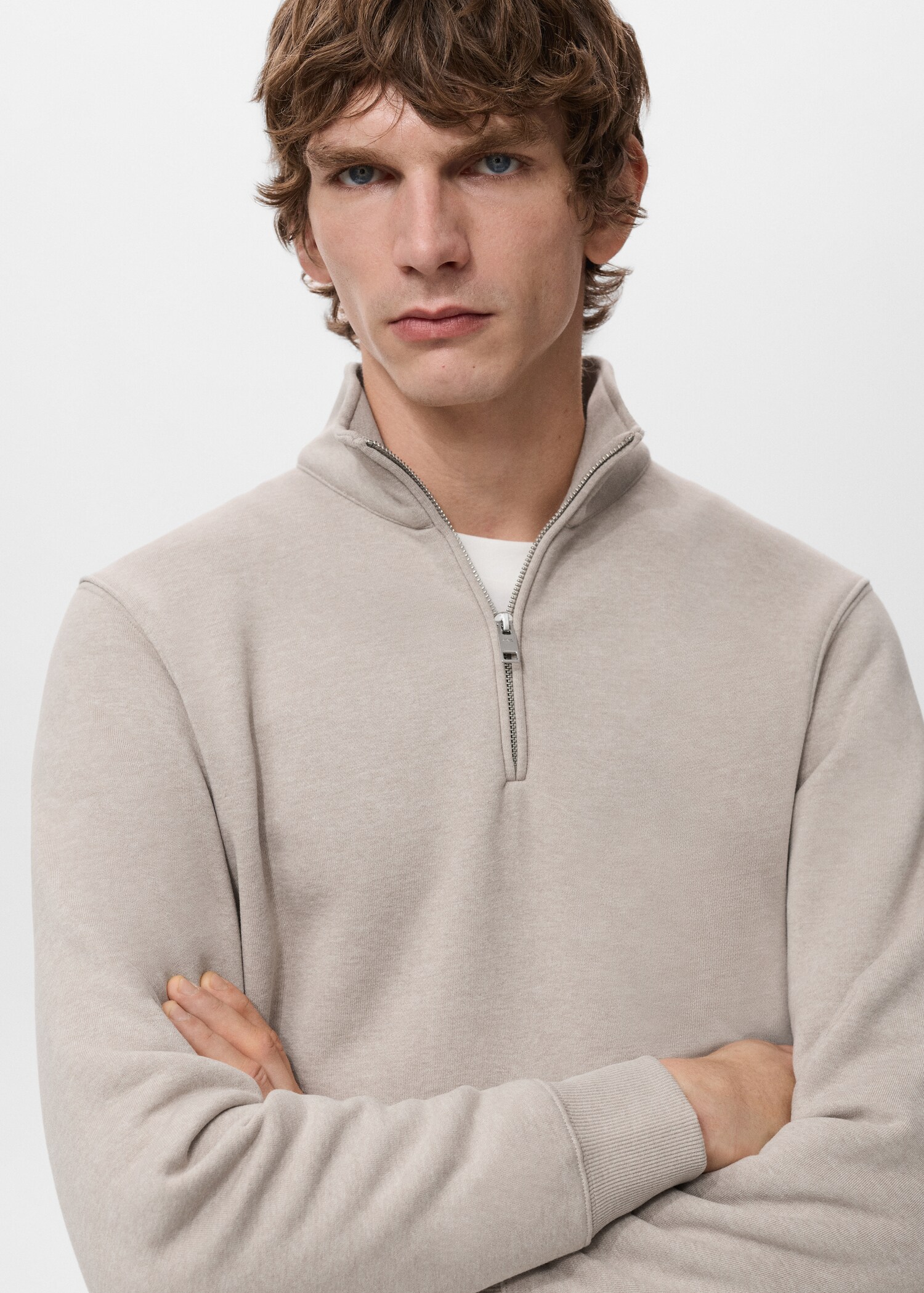 Regular-fit cotton sweatshirt with zip - Details of the article 1