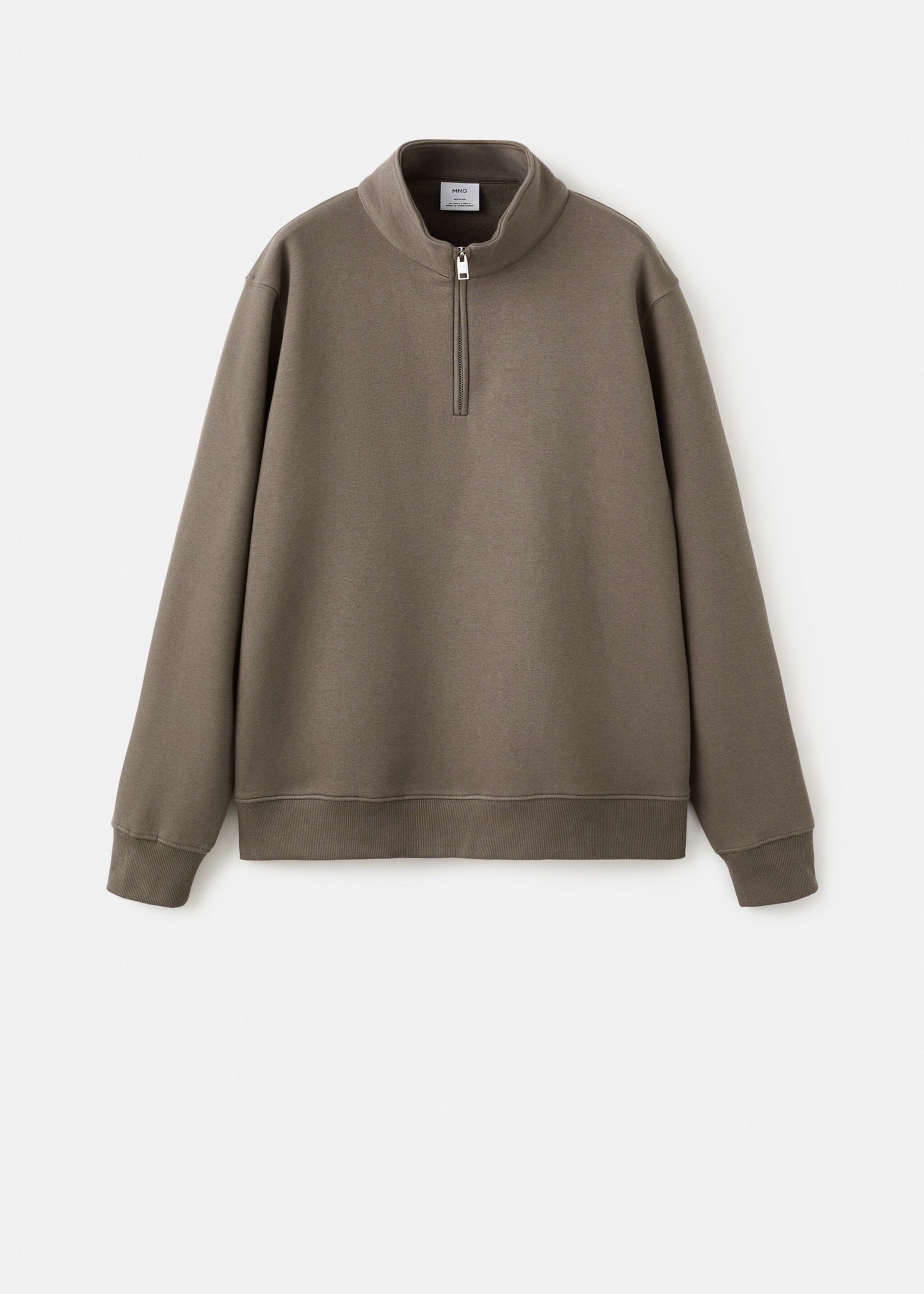 Regular-fit cotton sweatshirt with zip - Article without model, Medium Brown. Ref: 27021265-00.