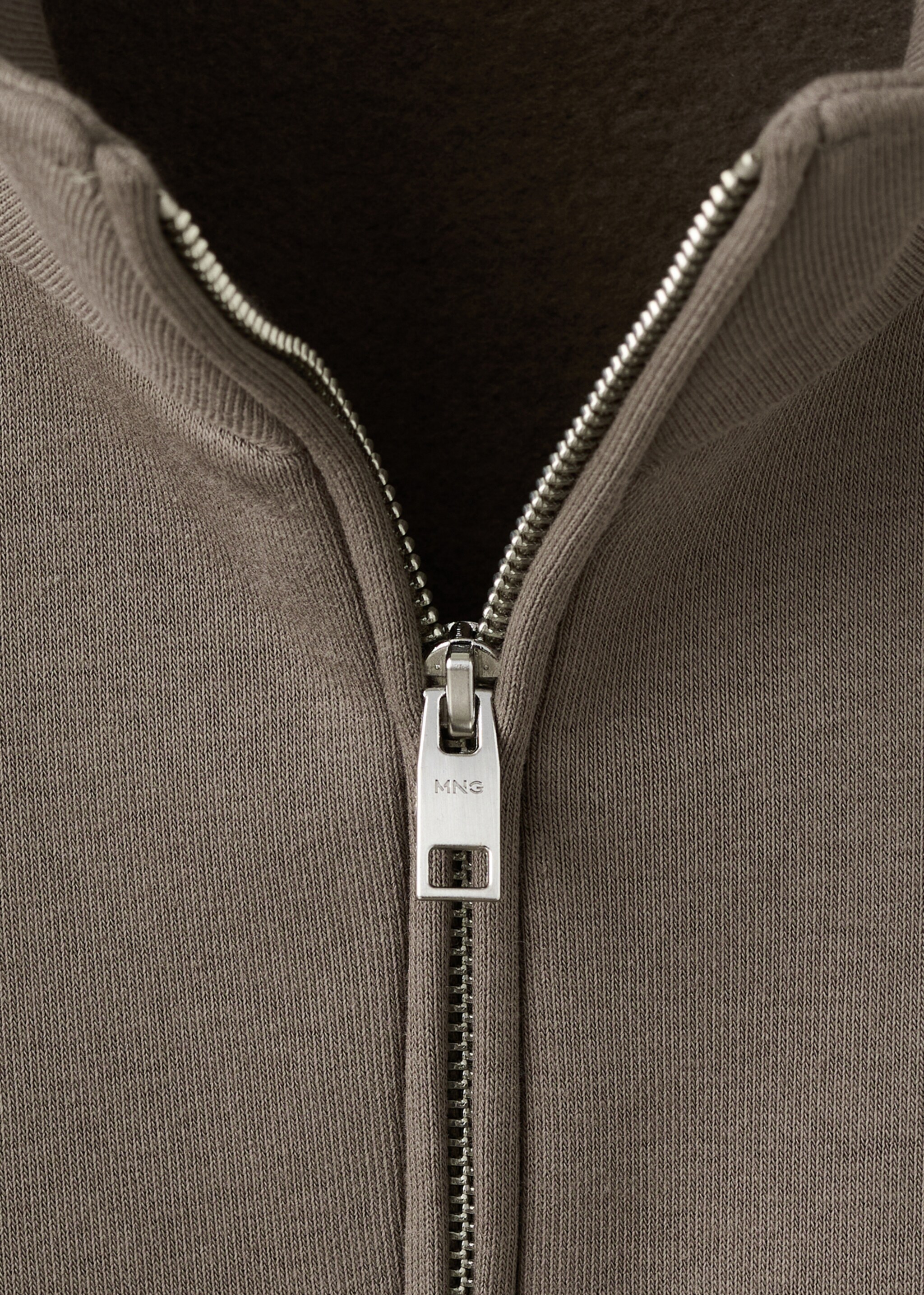 Regular-fit cotton sweatshirt with zip - Details of the article 8, Medium Brown. Ref: 27021265-00.