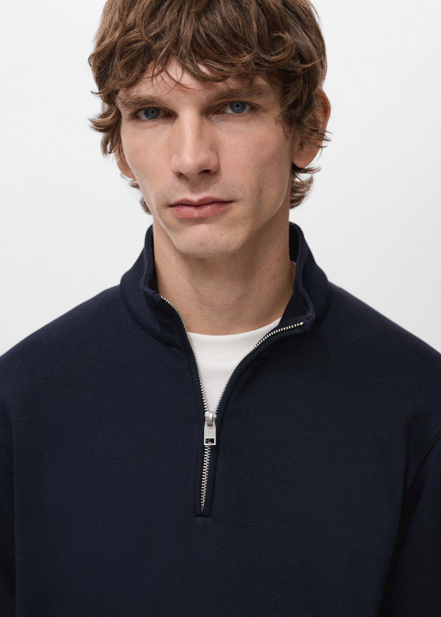 Regular-fit cotton sweatshirt with zip - Details of the article 1