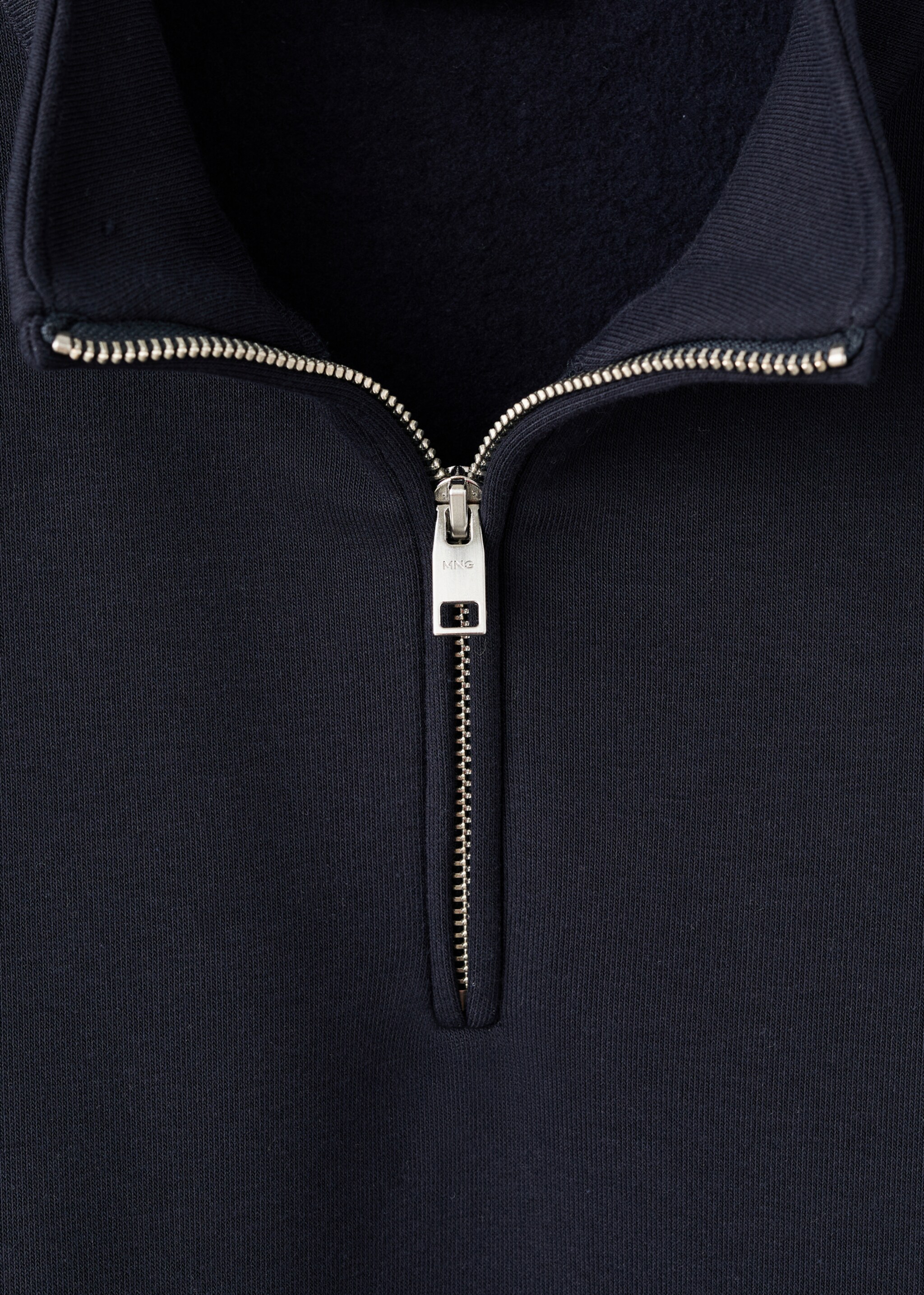 Regular-fit cotton sweatshirt with zip - Details of the article 8, Navy. Ref: 27021265-00.