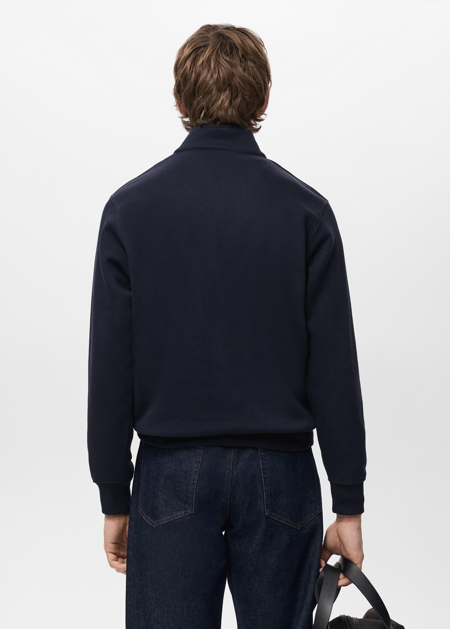Regular-fit cotton sweatshirt with zip - Reverse of the article