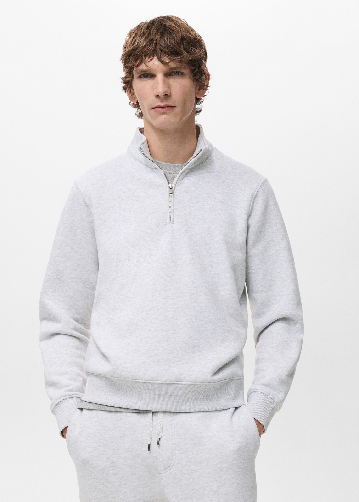 Regular-fit cotton sweatshirt with zip - Medium plane
