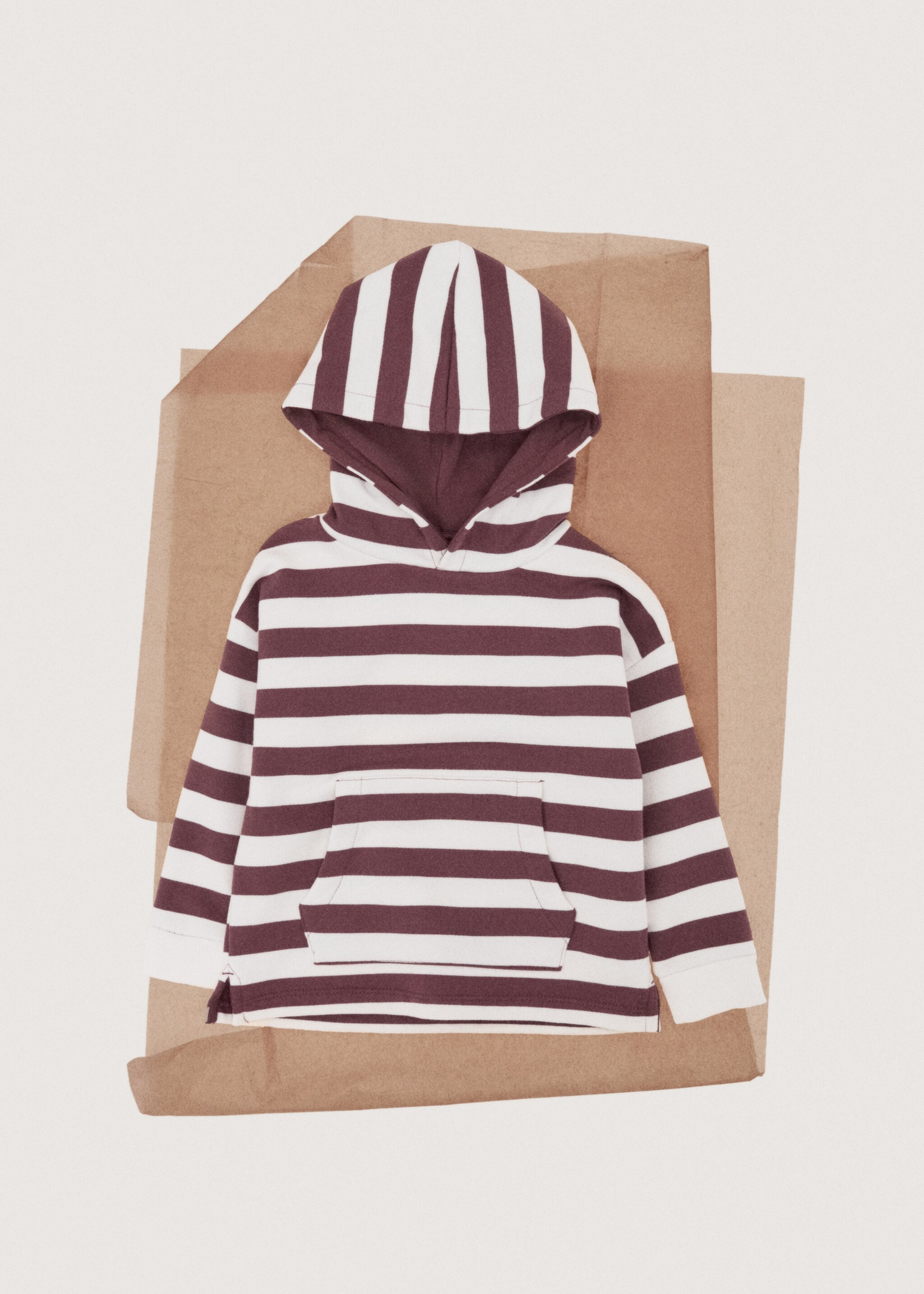 Gestreiftes Sweatshirt mit Kapuze - Detail des Artikels 7, Weinrot. Ref: 27021268-00.