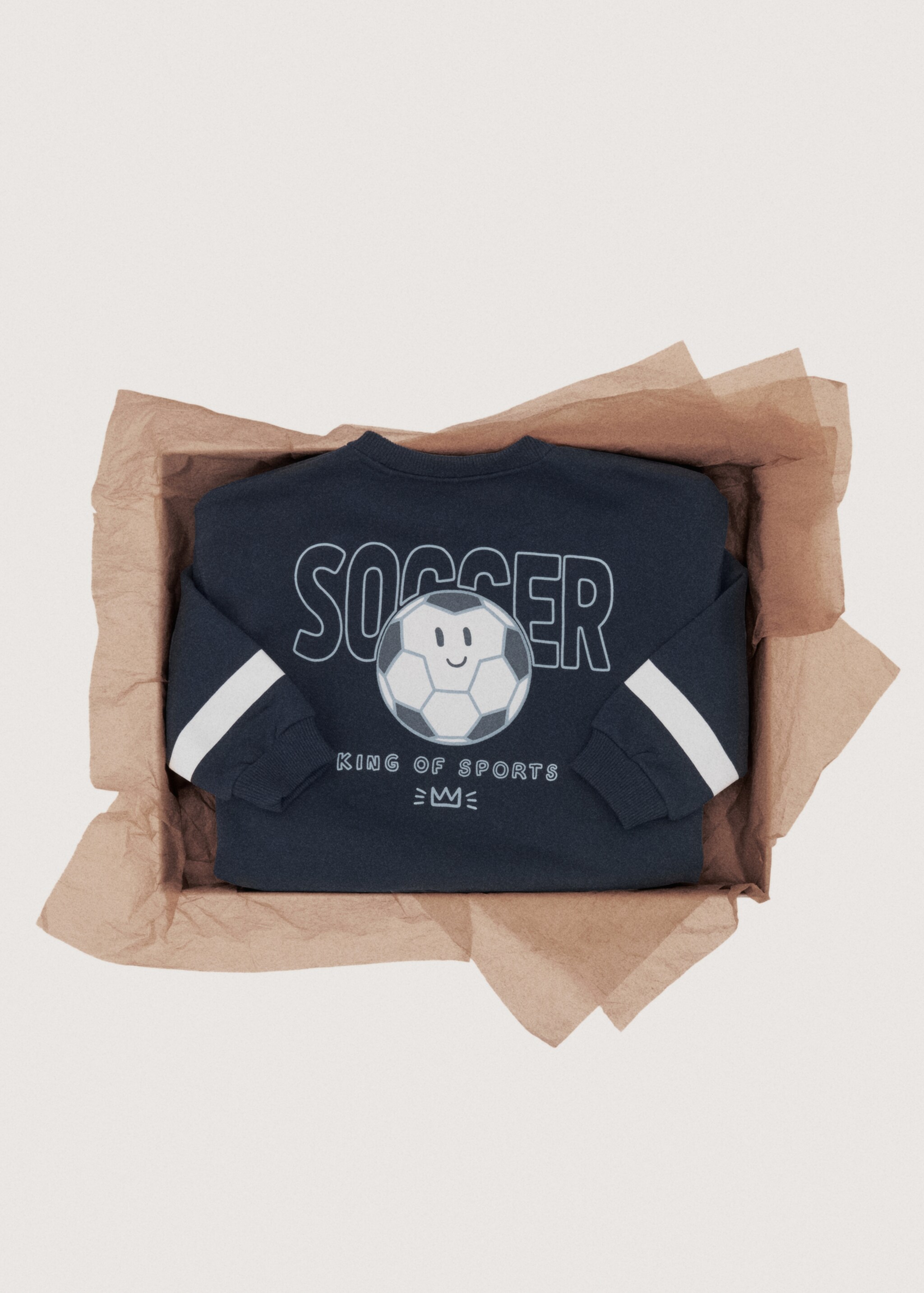 Gemustertes Baumwoll-Sweatshirt - Detail des Artikels 7, Marineblau. Ref: 27021269-00.