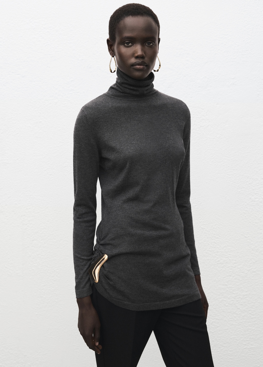 Mango Turtleneck sweater with brooch