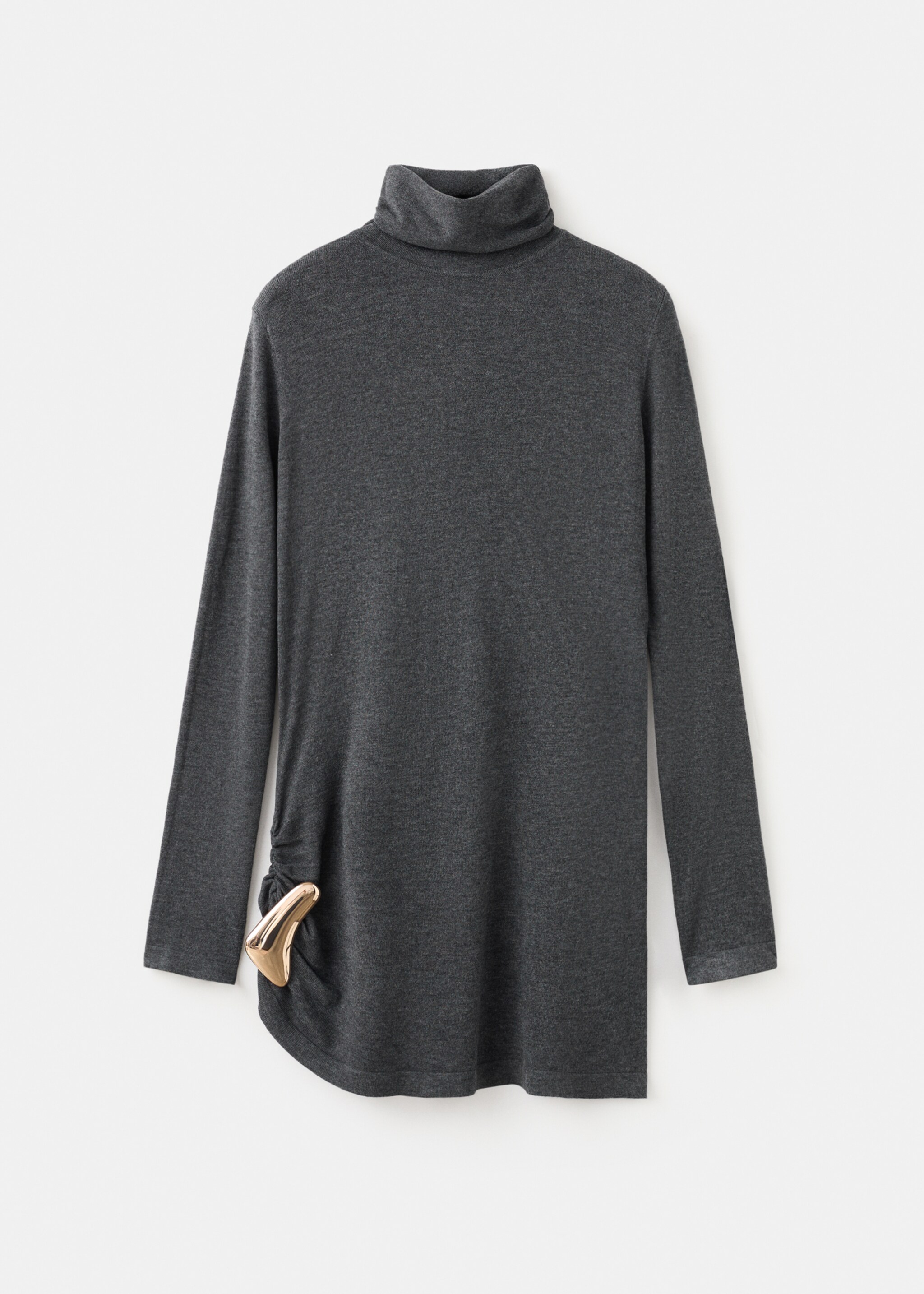 Turtleneck sweater with brooch - Article without model, Charcoal. Ref: 27021273-00.