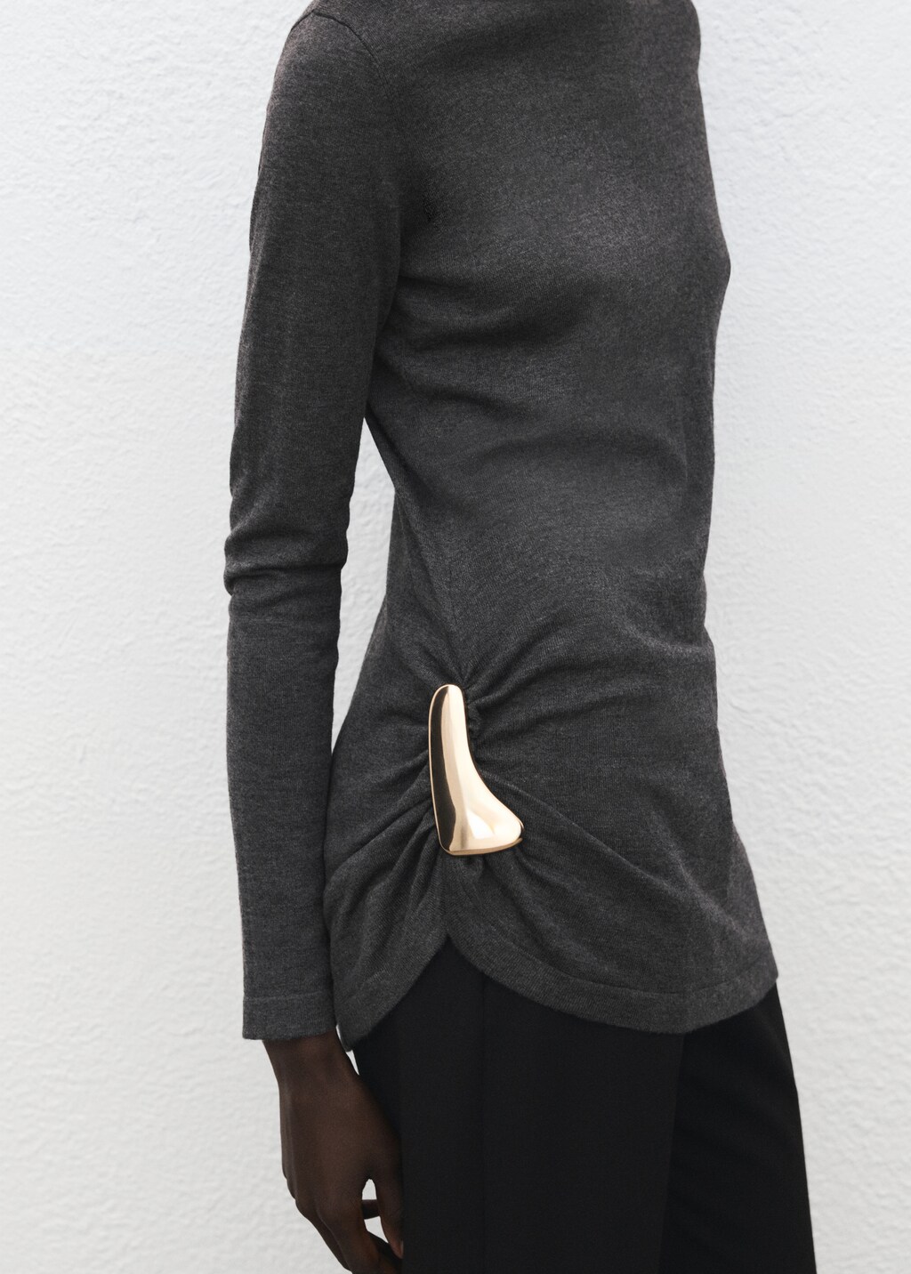 Mango Turtleneck sweater with brooch