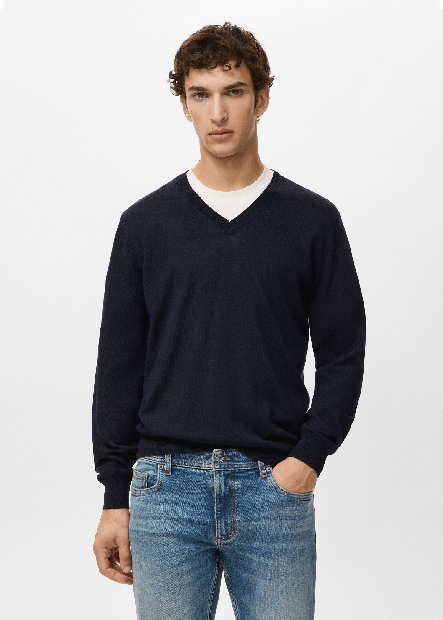 100% merino wool V-neck sweater - Medium plane