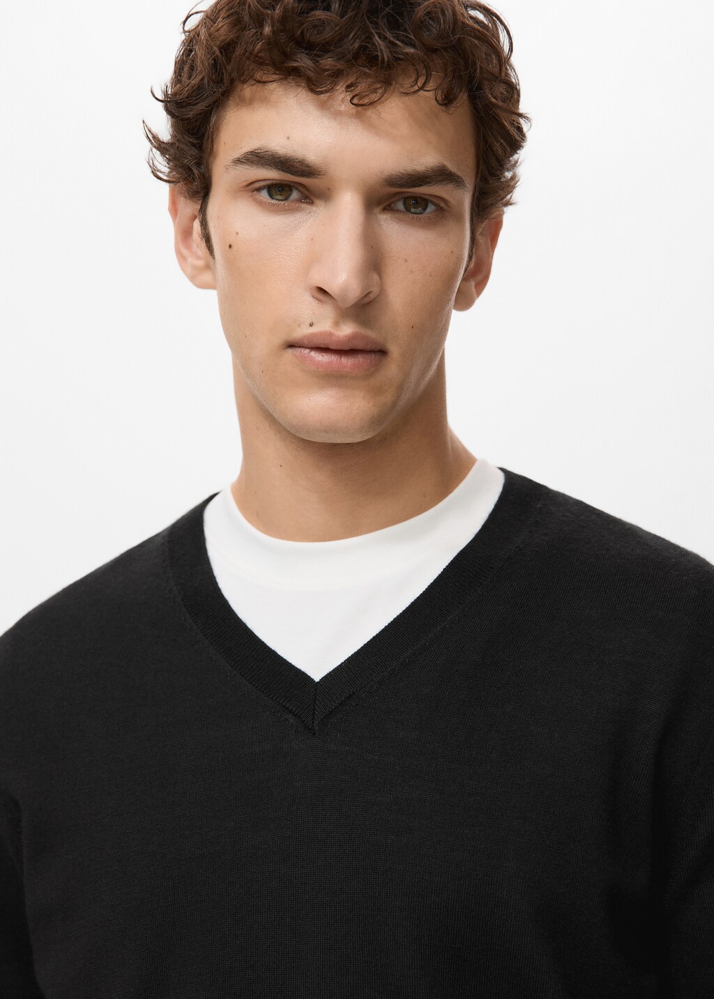 100% merino wool V-neck sweater